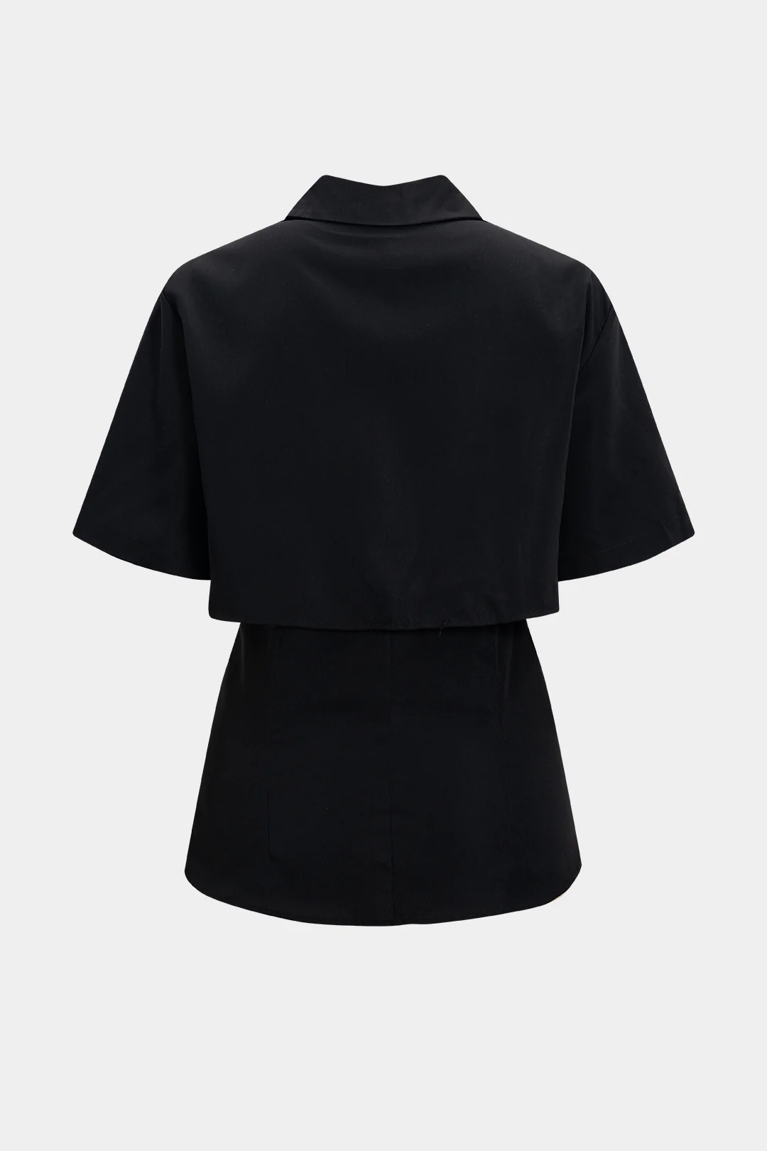 Solid Button Short-Sleeve Shirt - Image 2