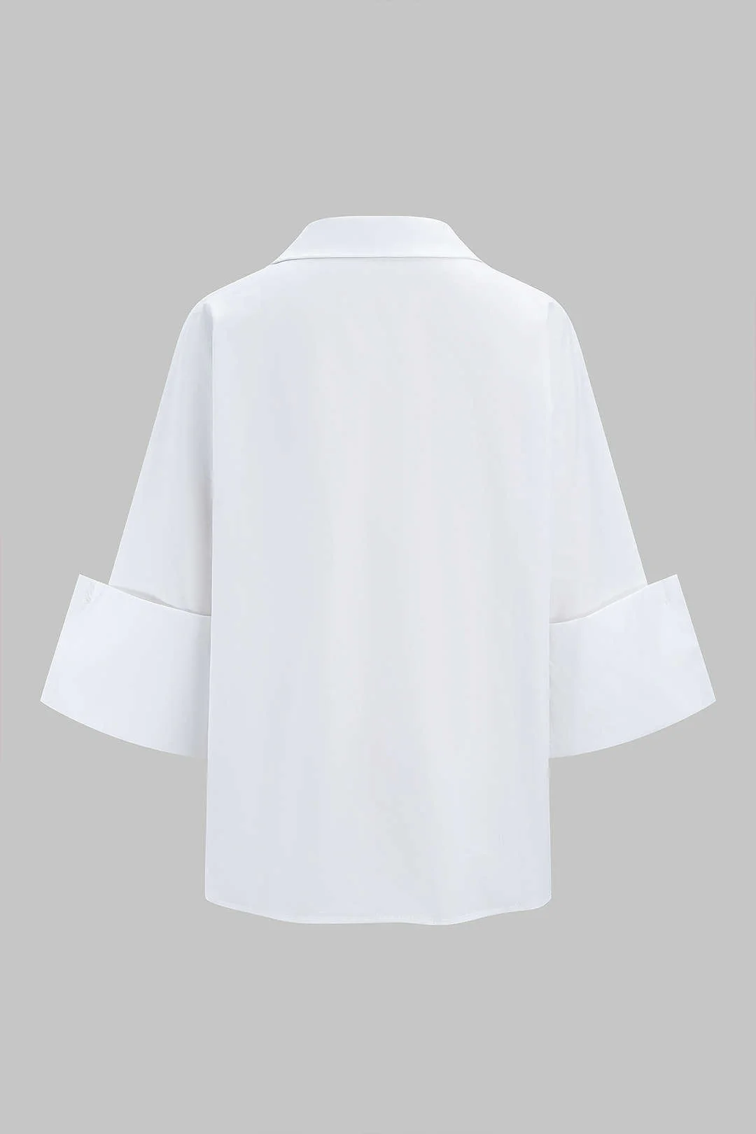 Solid Lapel Button Short-Sleeve Shirt - Image 2