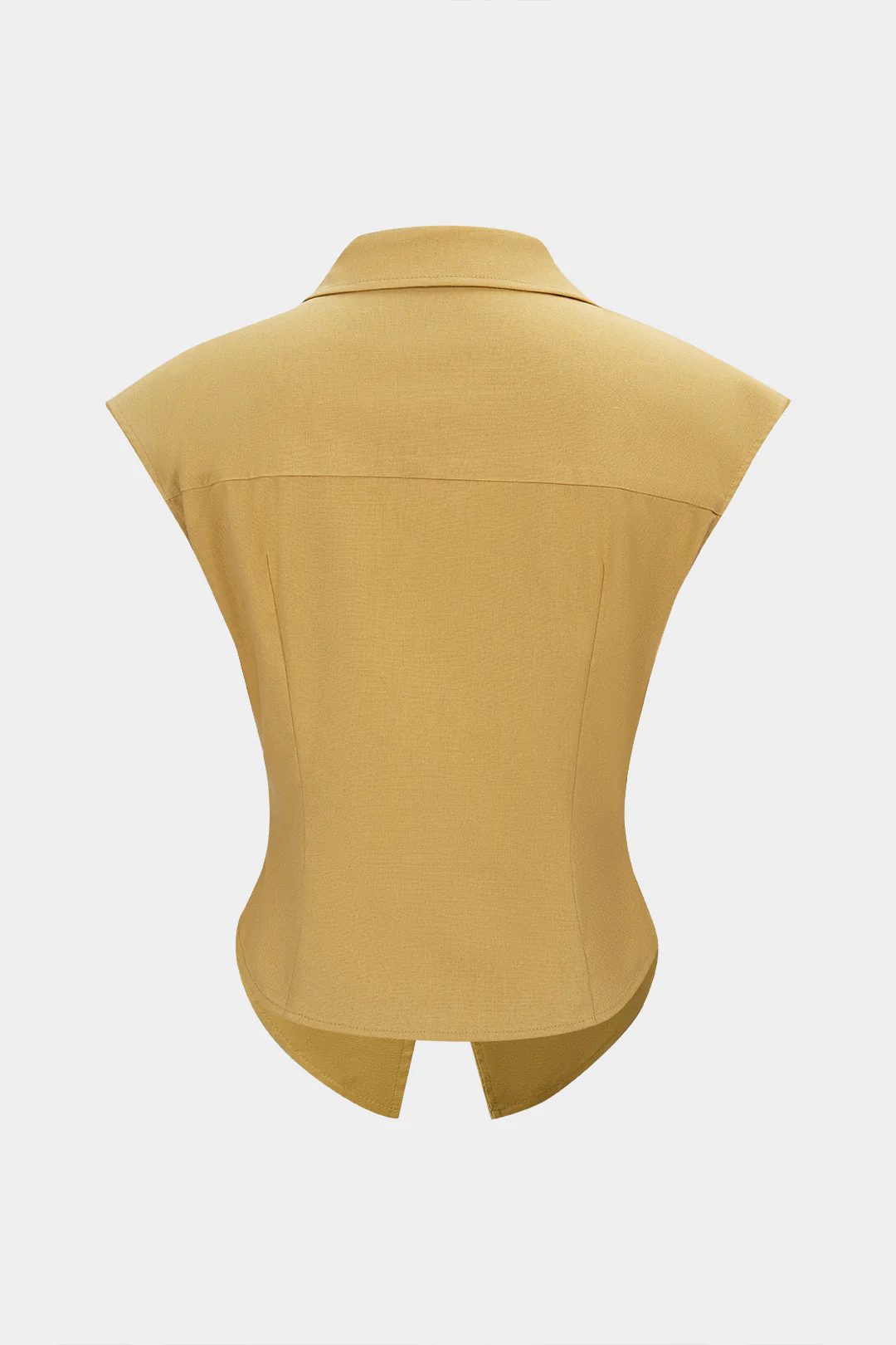 Linen Lapel Cut Out Button Tank Top - Image 2