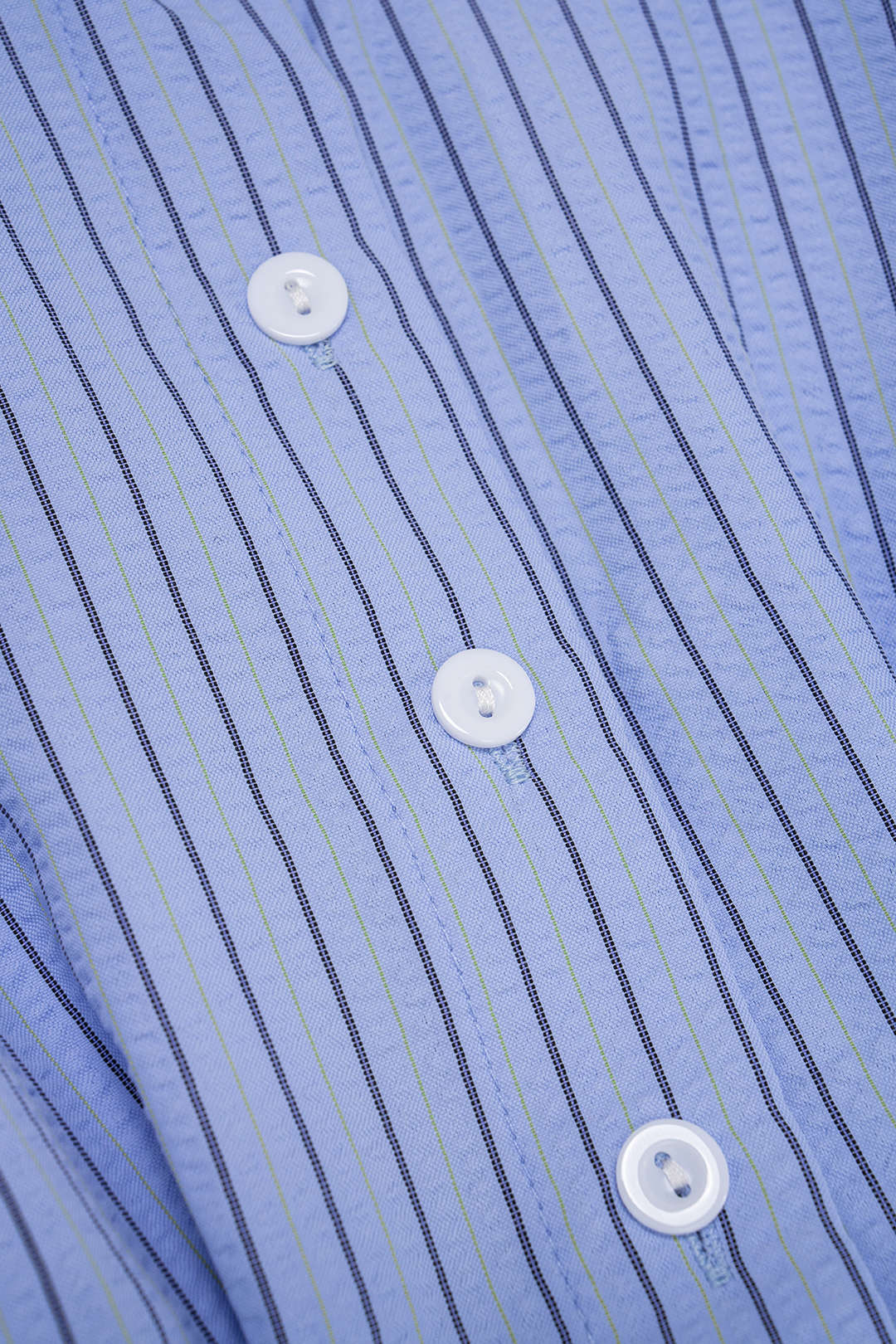 Stripes Print Lapel Ruched Short Sleeve Shirt - Image 4