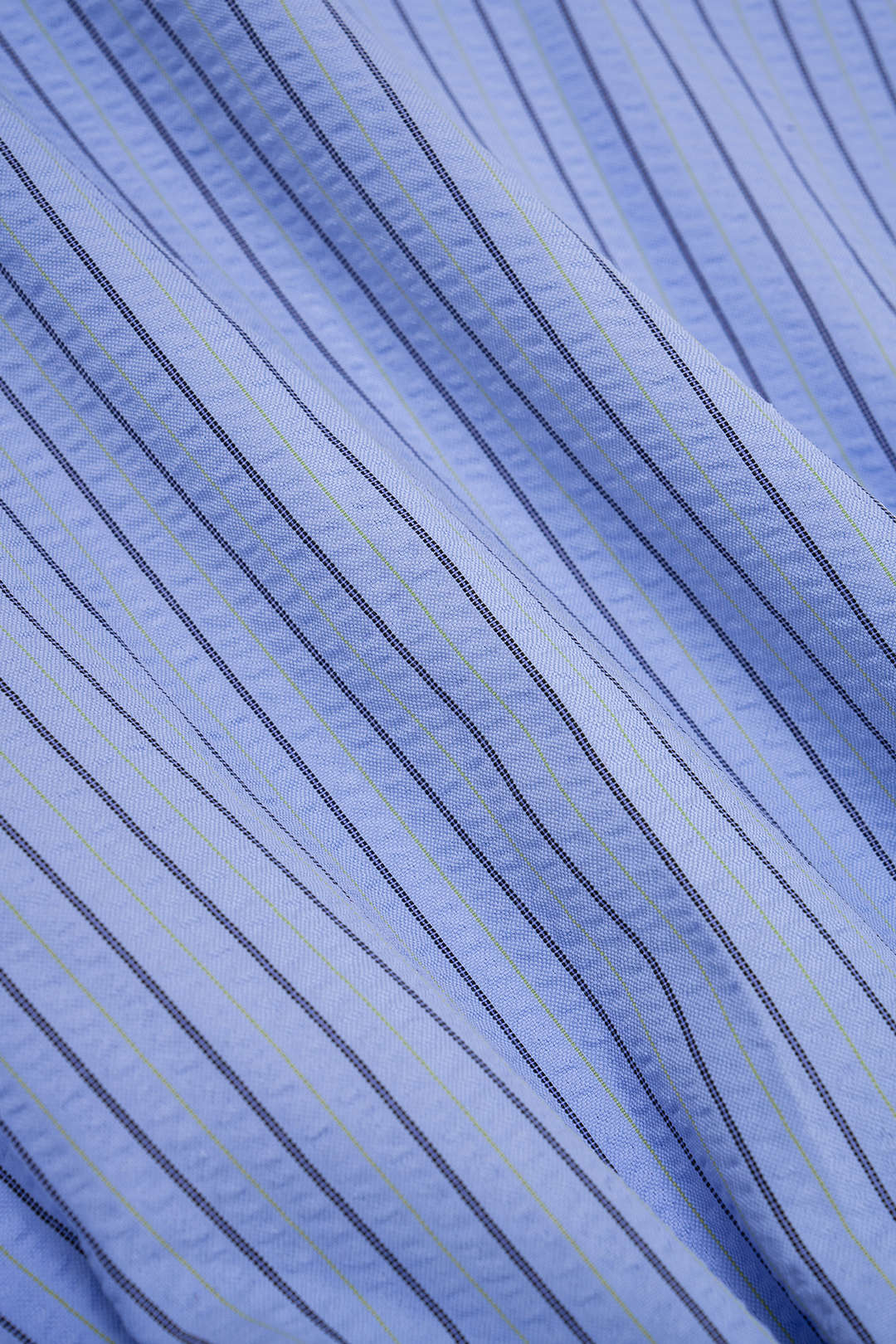 Stripes Print Lapel Ruched Short Sleeve Shirt - Image 6
