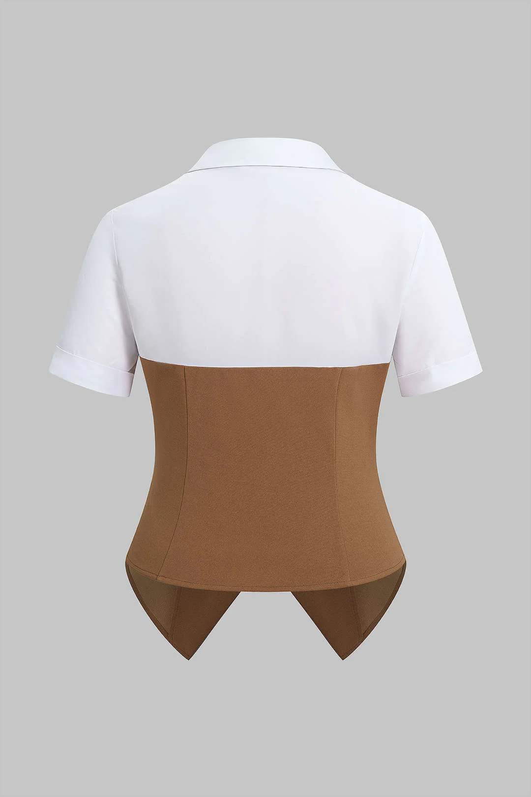 Plus Size Contrast Button Short Sleeve Shirt - Image 2