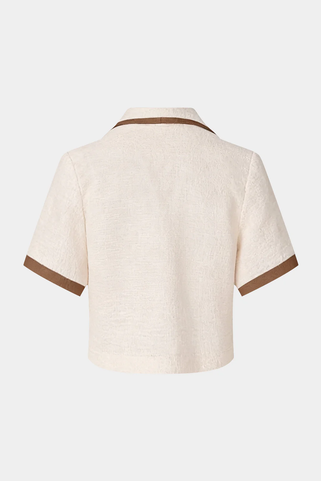 Contrast Binding Lapel V-Neck Short-Sleeve Shirt - Image 2