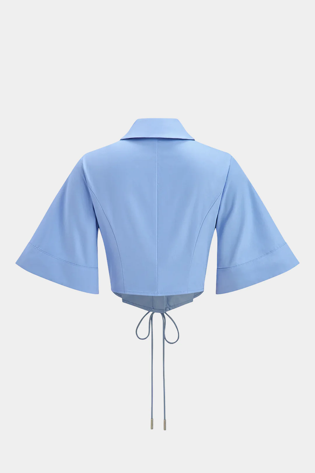 Lapel Tie-Up Short-Sleeve Shirt - Image 2