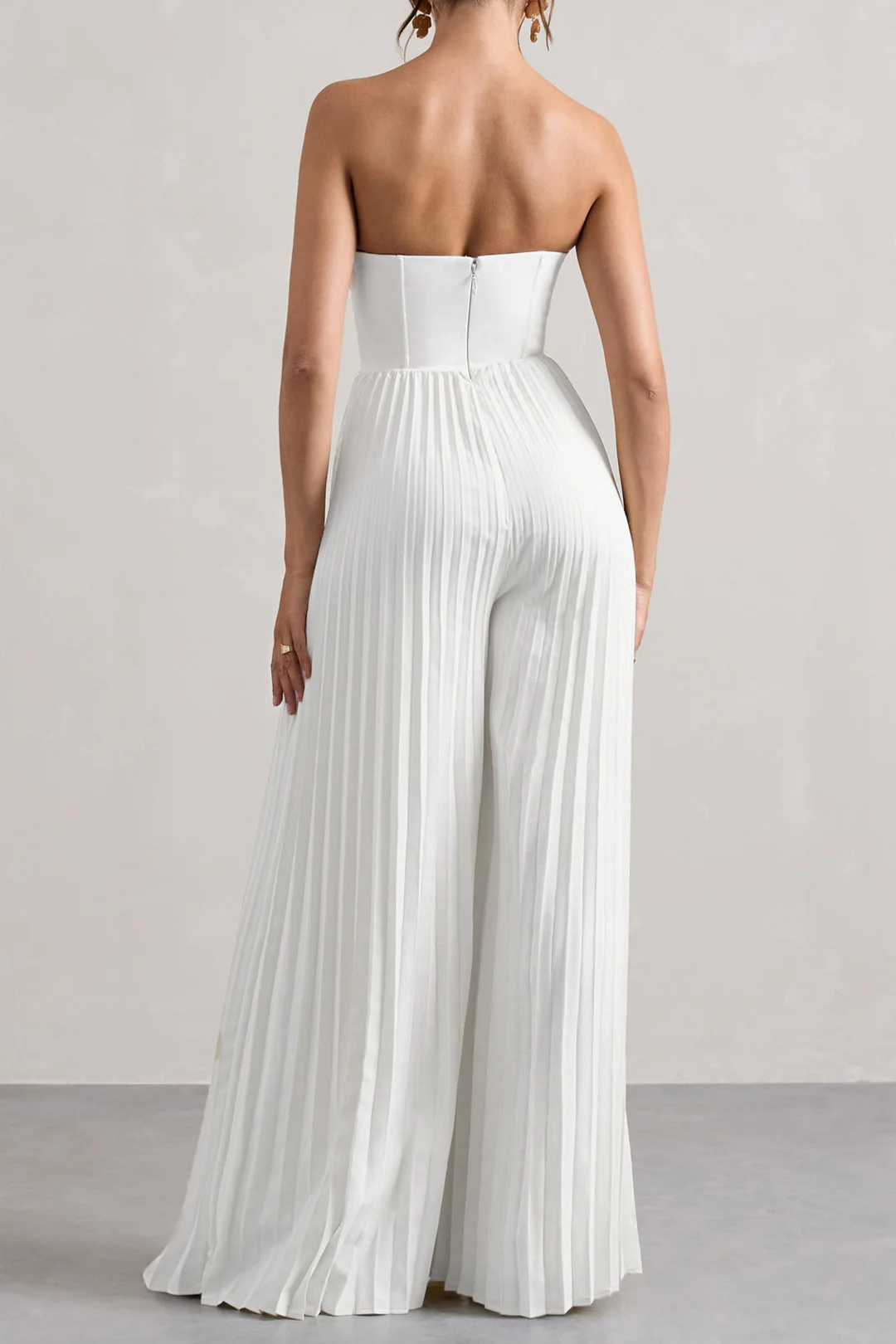 Pleated Zipper Corset Strapless Jumpsuit - Image 2