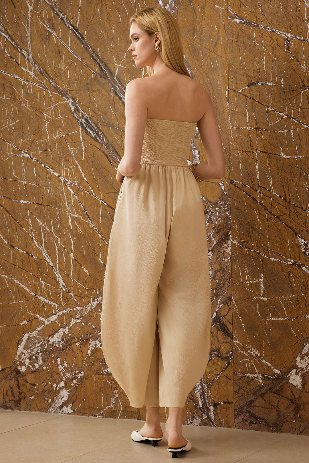 Strapless Tie-Up Ruched Sleeveless Jumpsuit - Image 4