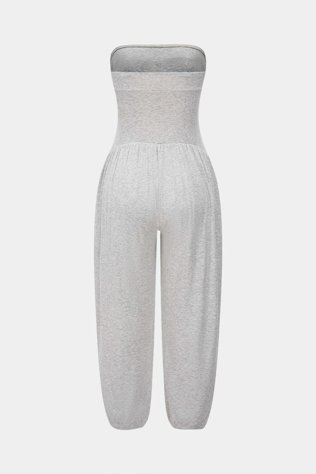 Solid Ruched Strapless Jumpsuit - Image 2