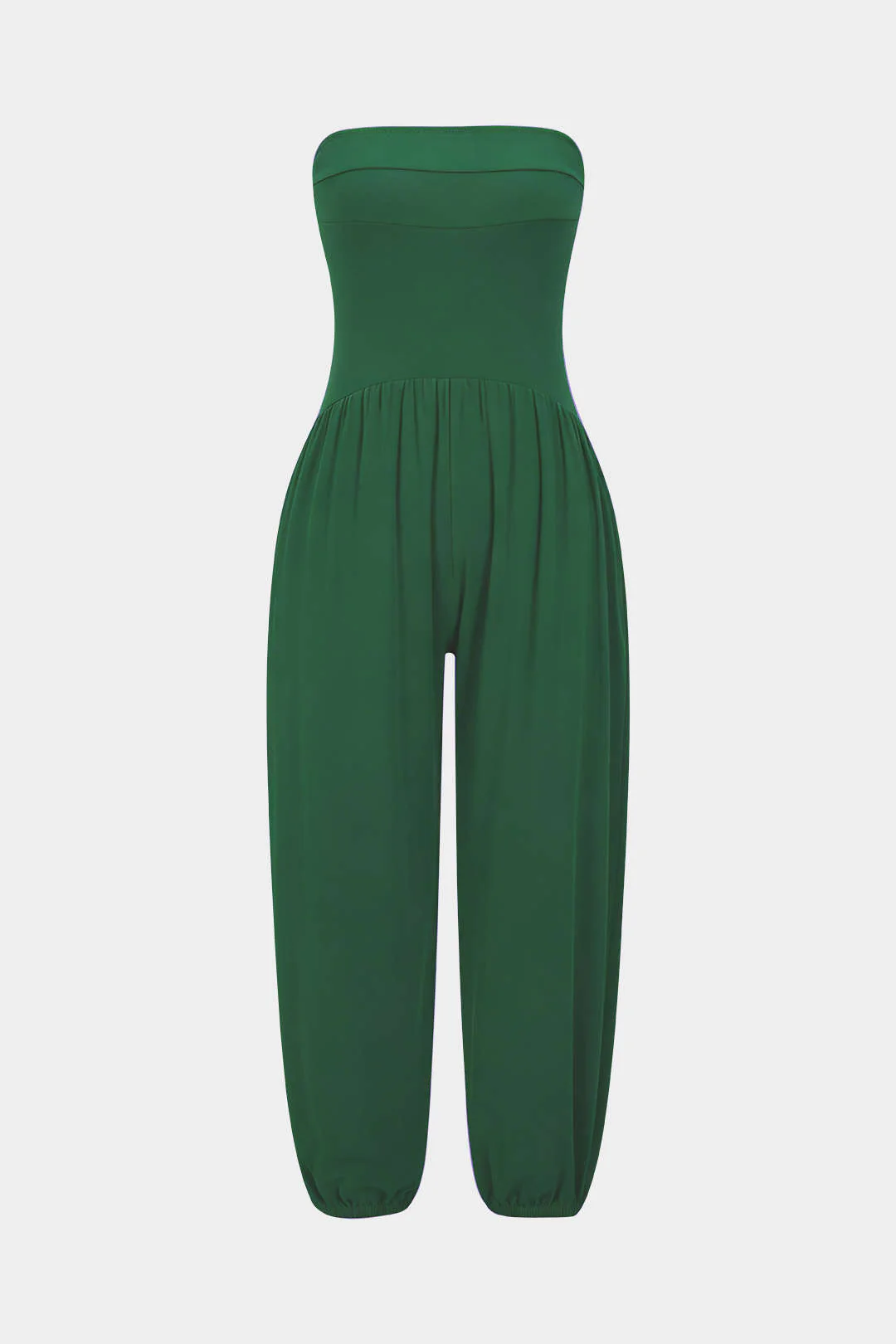 Solid Ruched Strapless Jumpsuit - Image 7