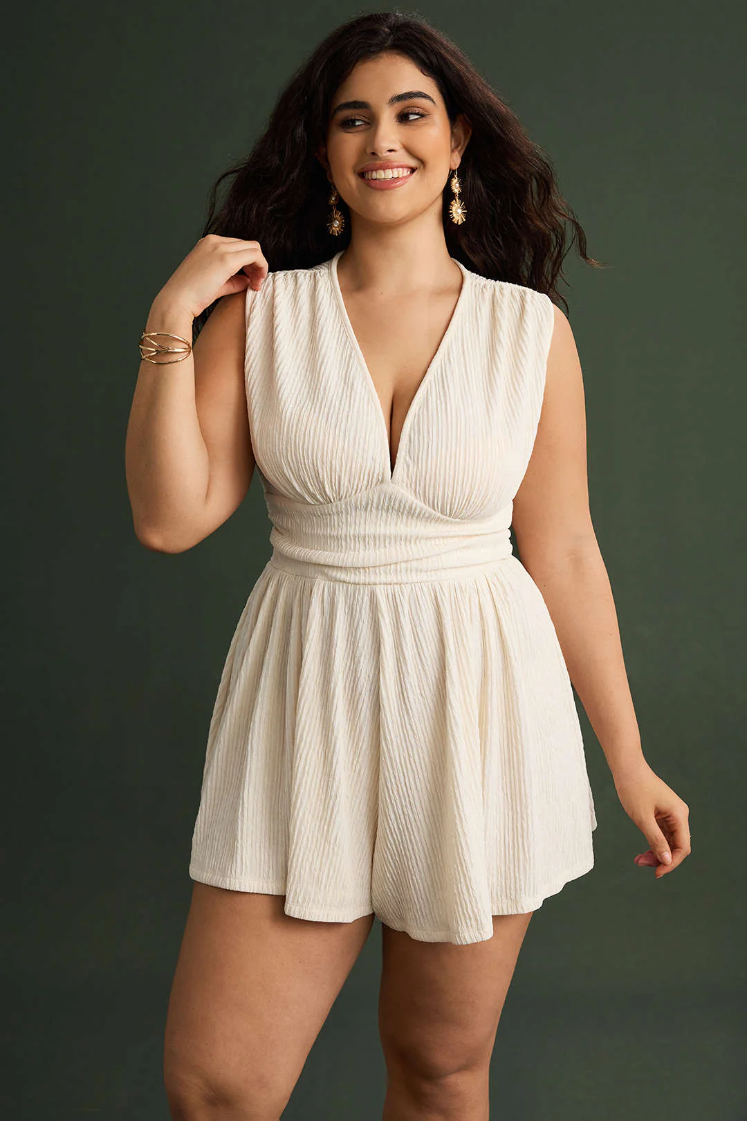 Plus Size Ruched Sleeveless Wide Leg Jumpsuit - Image 3