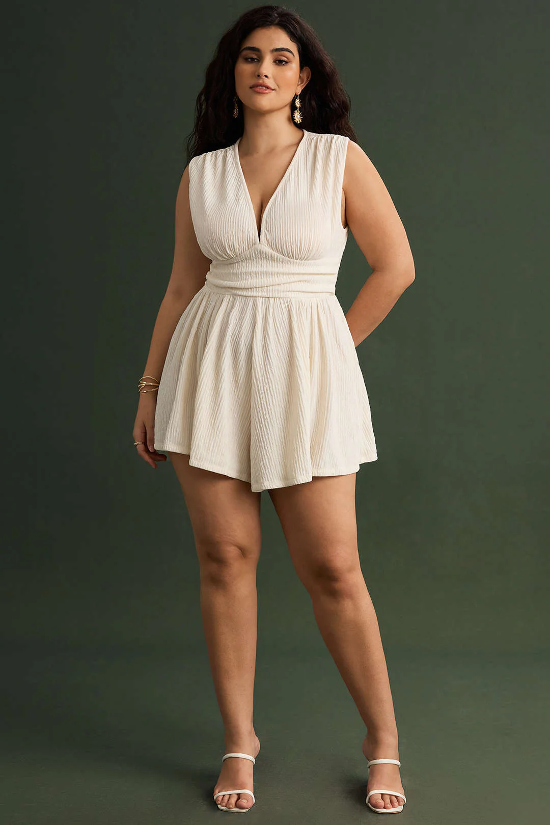 Plus Size Ruched Sleeveless Wide Leg Jumpsuit - Image 4