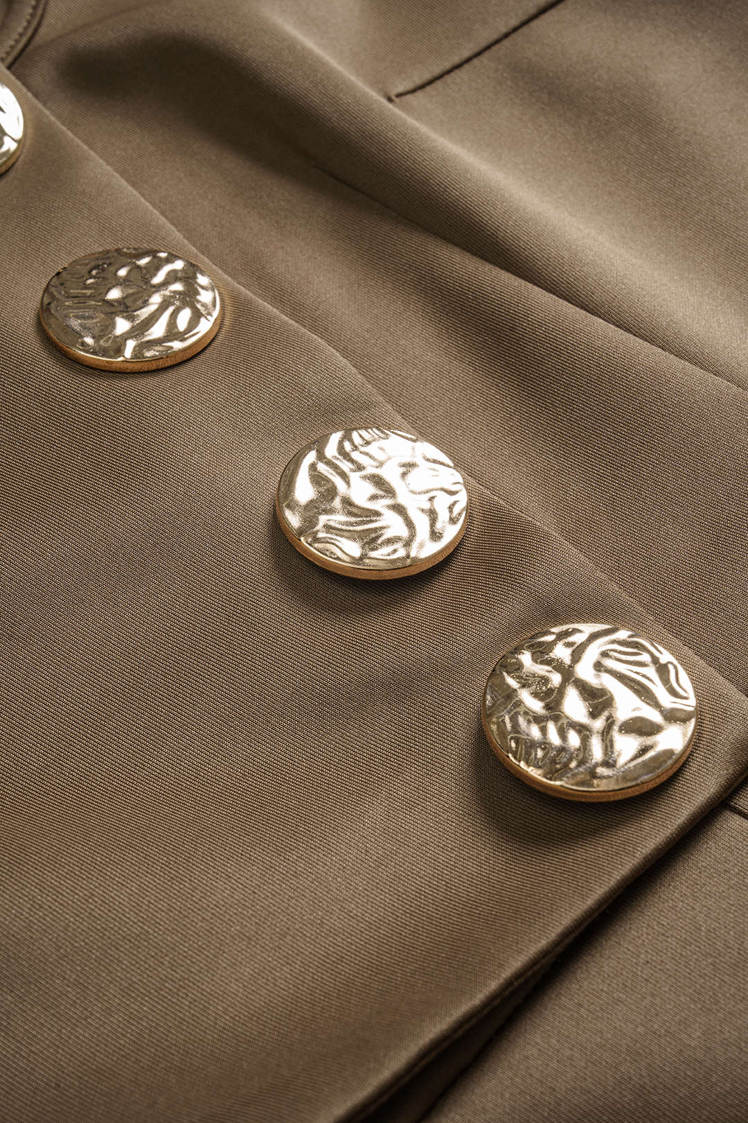 Metallic Button Zipper Long Sleeve Jumpsuit - Image 3