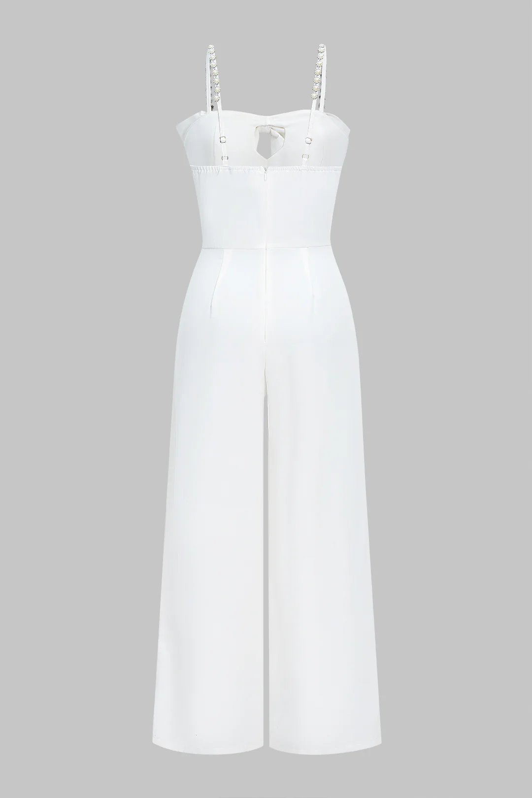 Pearl Decor Bow Slip Sleeveless Wide Leg Jumpsuit - Image 2