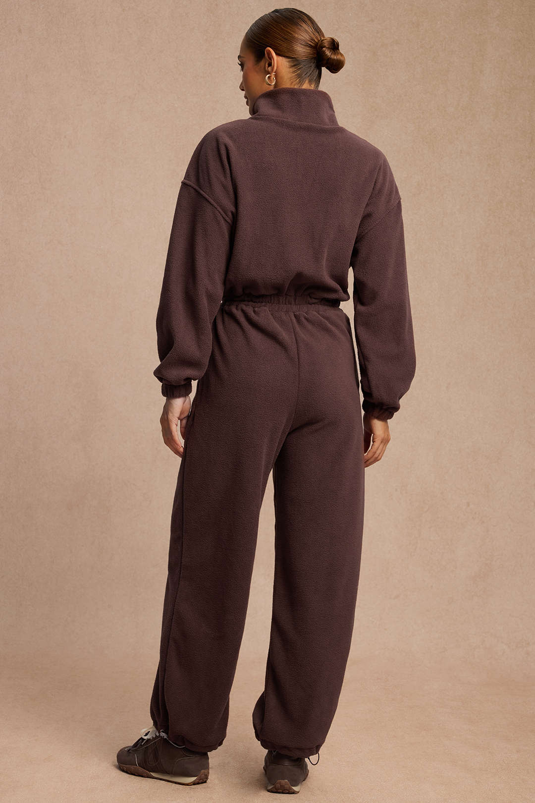 Shirred Drawstring Zipper Long Sleeve Jumpsuit - Image 2