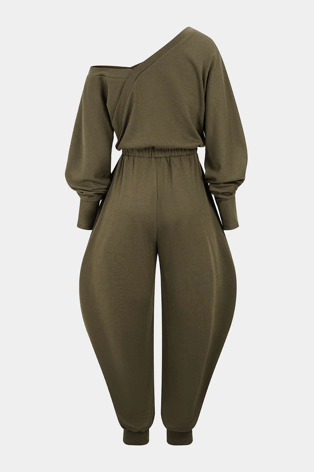 One Shoulder Shirred Long Sleeve Jumpsuit - Image 2