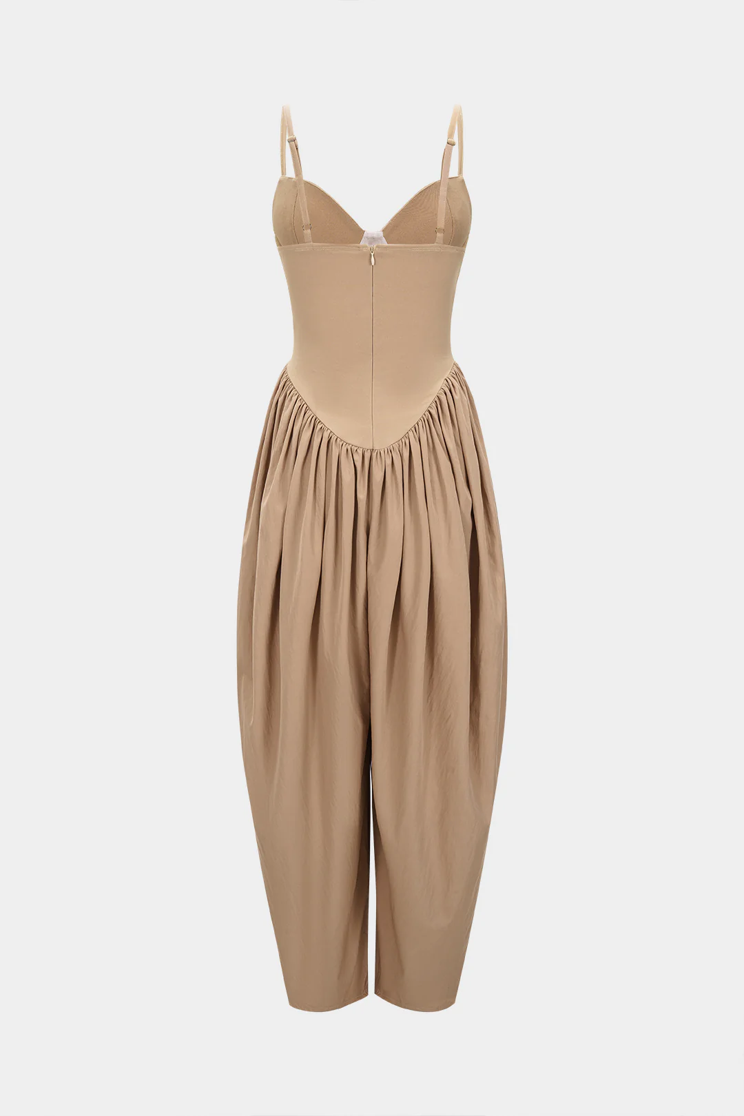 Solid Corset Ruched Slip Sleeveless Jumpsuit - Image 2