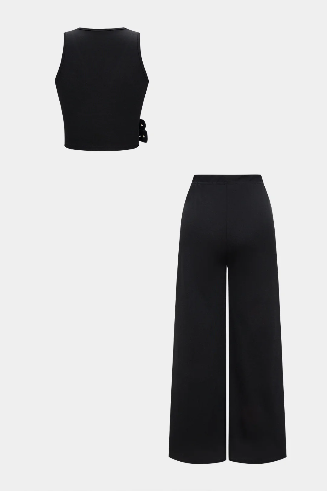 V-Neck Belted Tank Top And Wide Leg Pants - Image 2