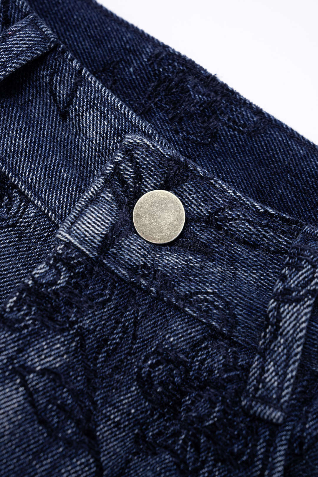 Denim Floral Print Zipper Barrel Jeans - Image 3