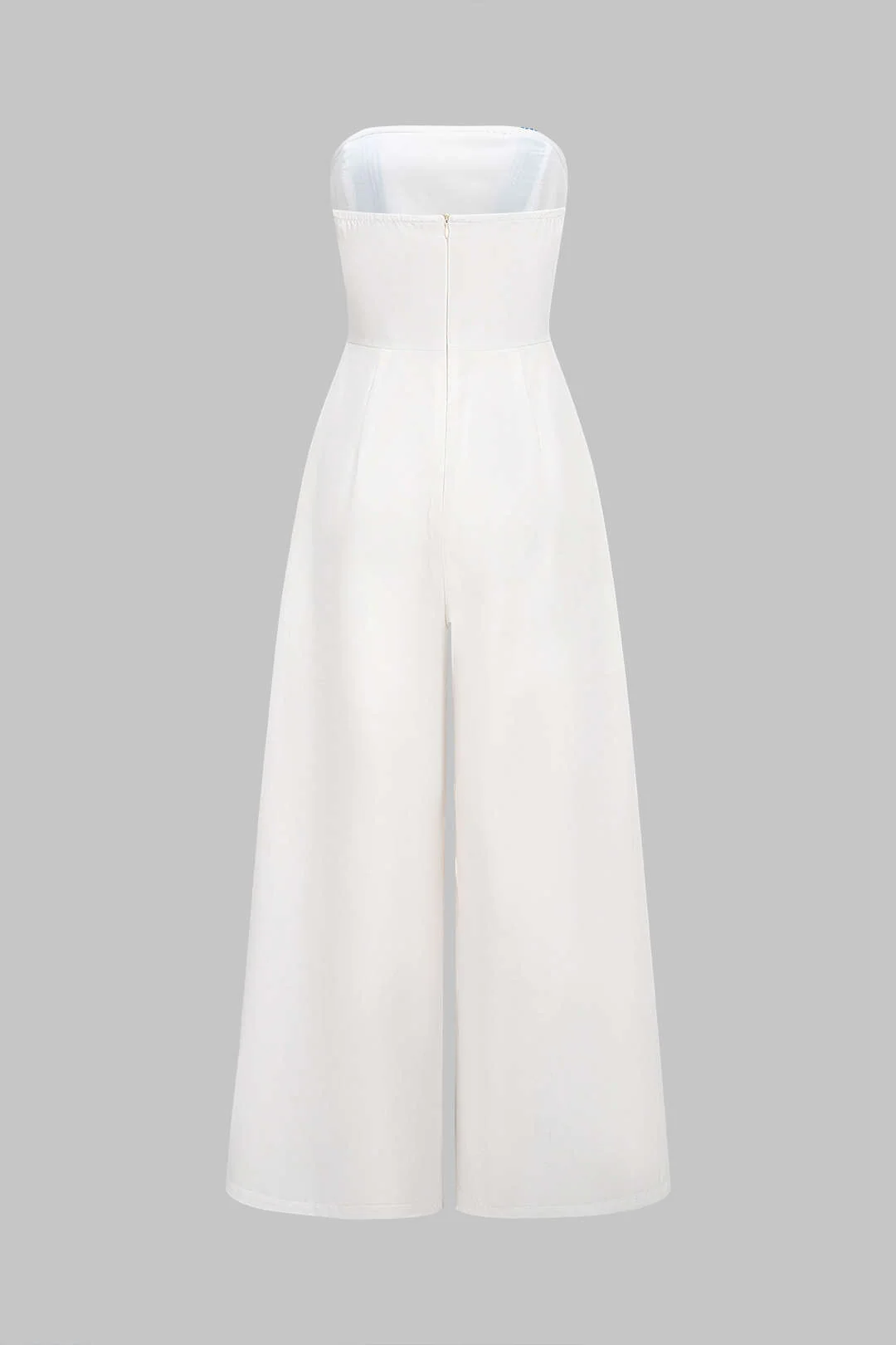 Stripes Print Strapless Sleeveless Wide Leg Jumpsuit - Image 2