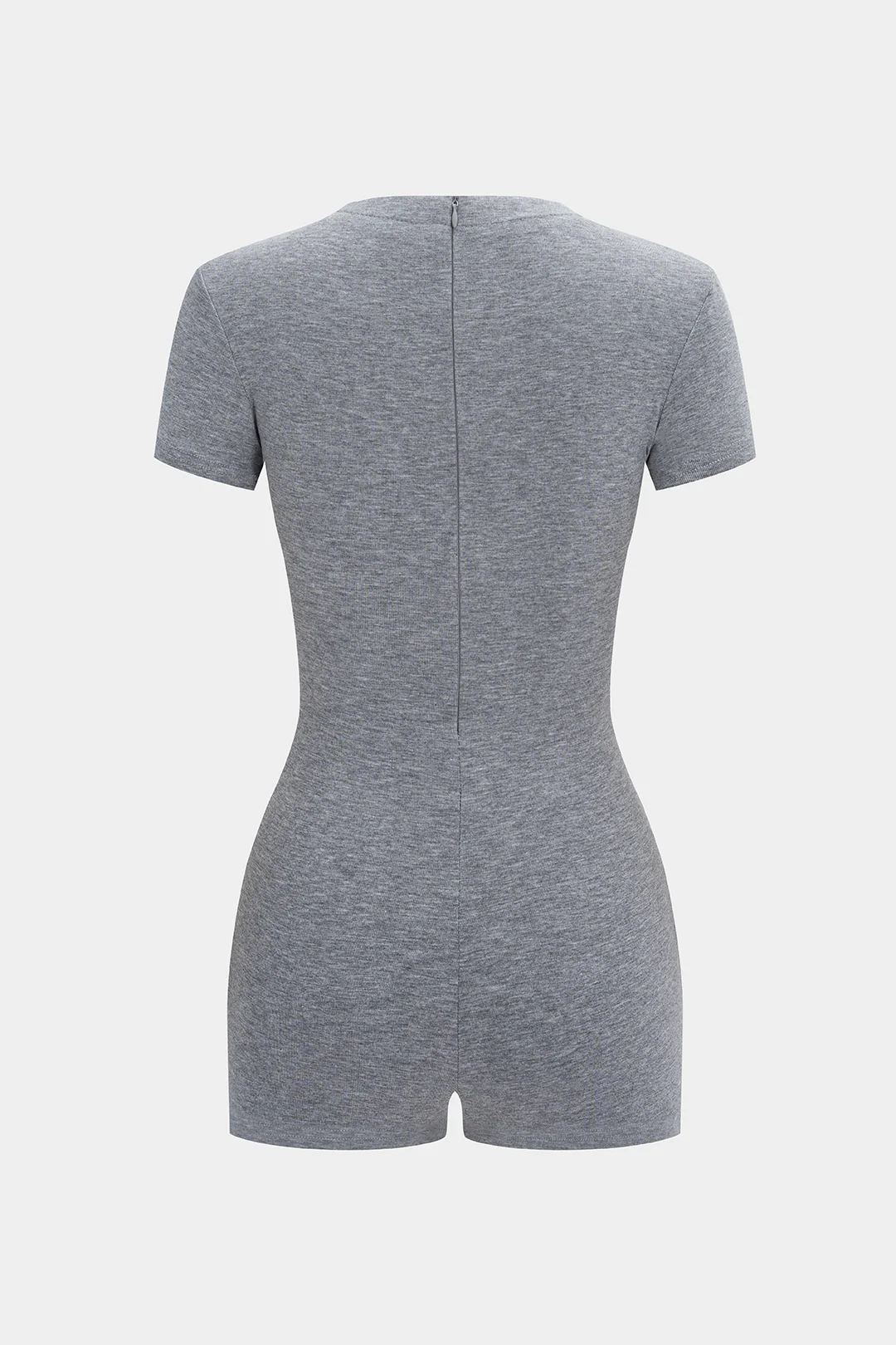 Zipper Strappy V-Neck Short Sleeve Romper - Image 2