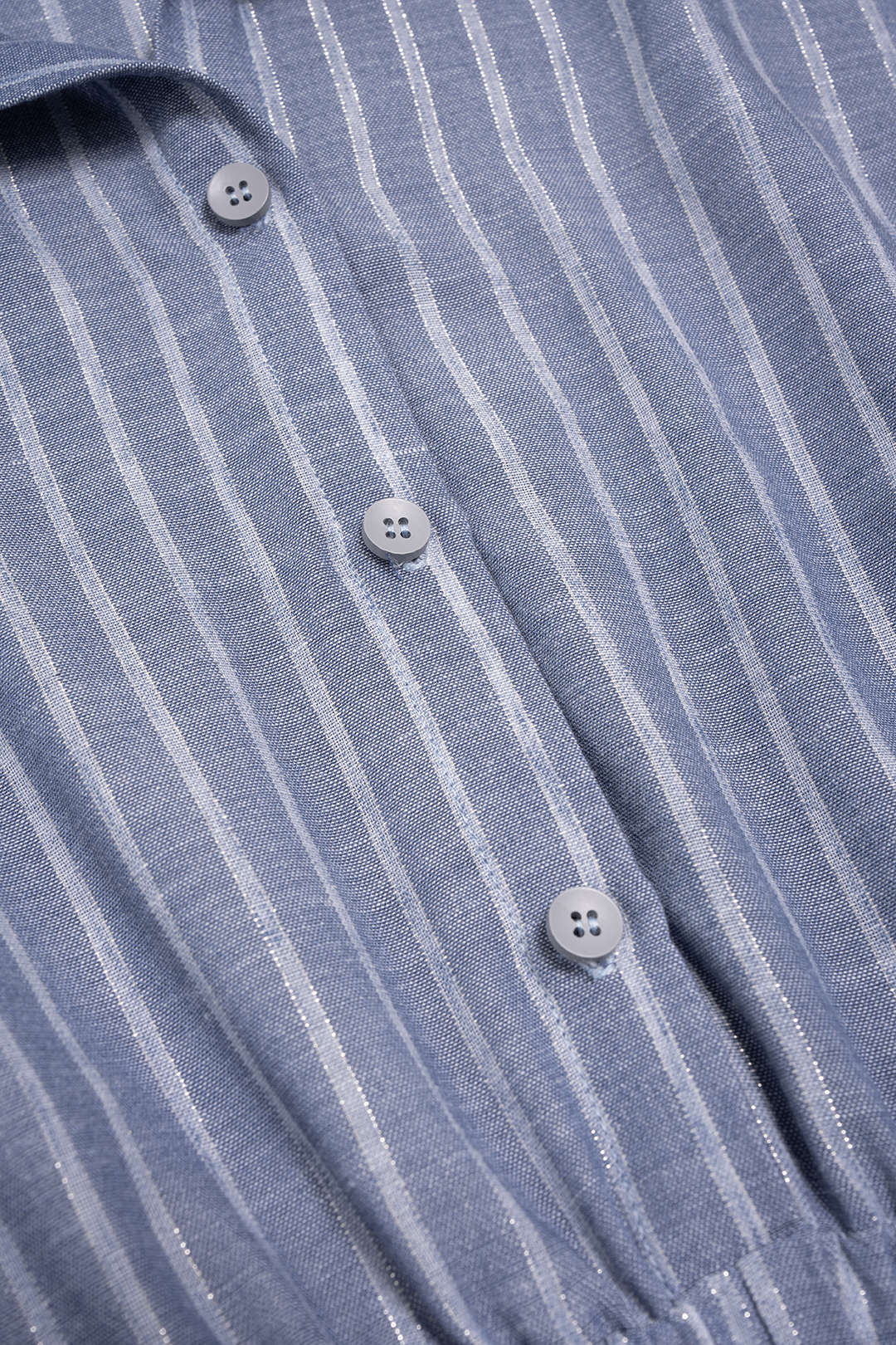 Stripes Print Lapel Button Tie-Up Short Sleeve Romper - Image 3