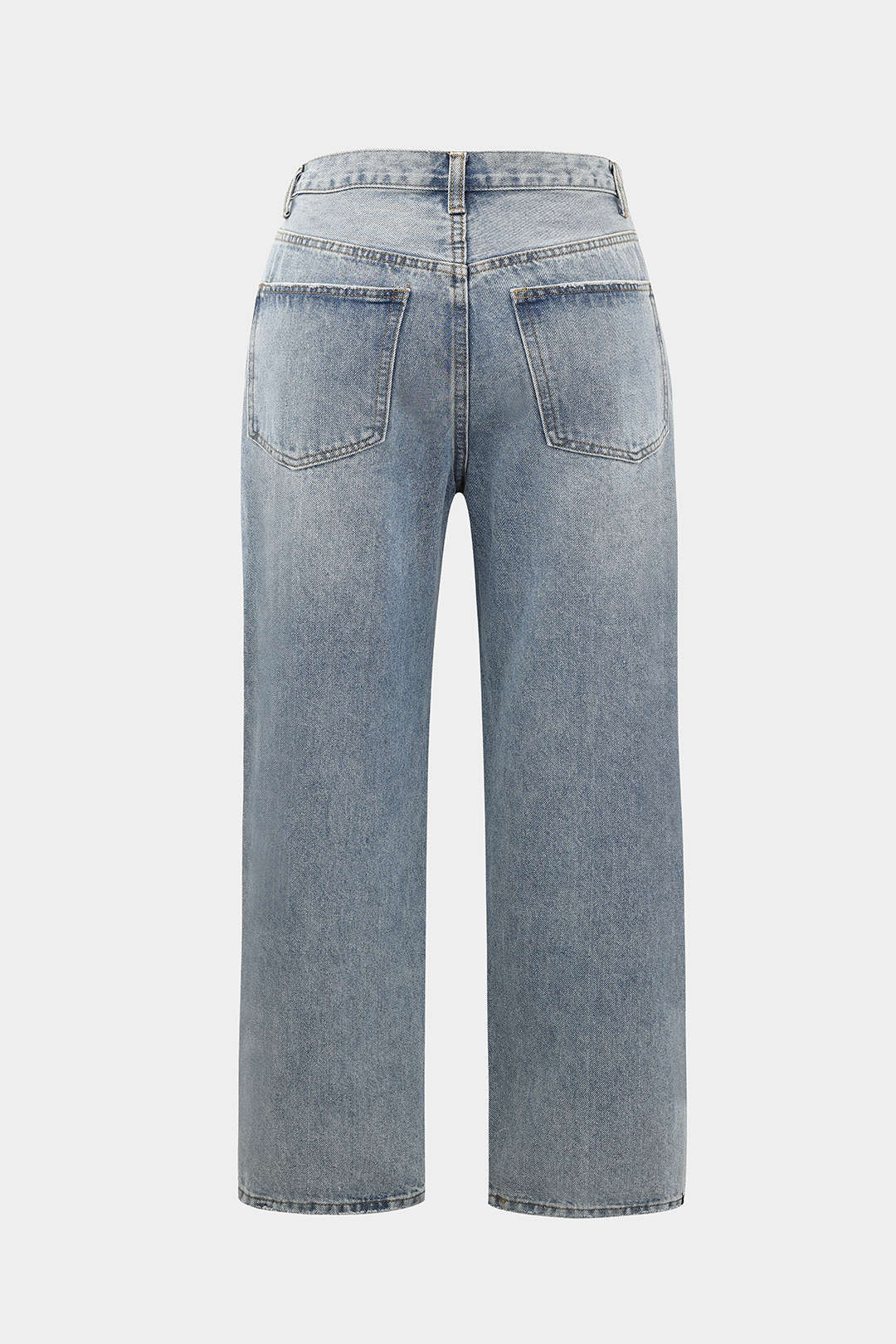 Plus Size Denim Zipper Detail High Waist Straight Leg Jeans - Image 2