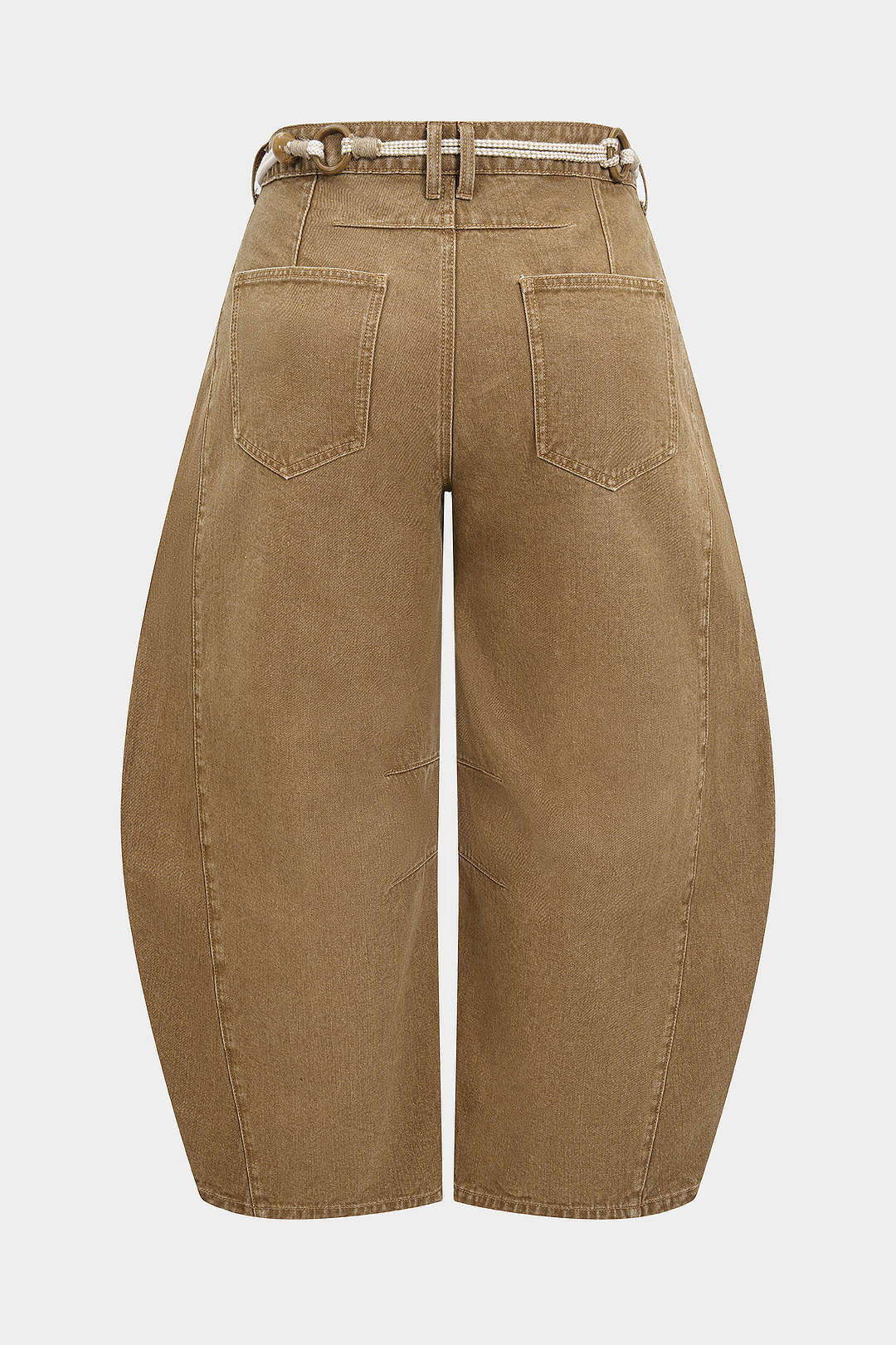 Plus Size Denim Low Waist Beaded Belted Jeans - Image 3