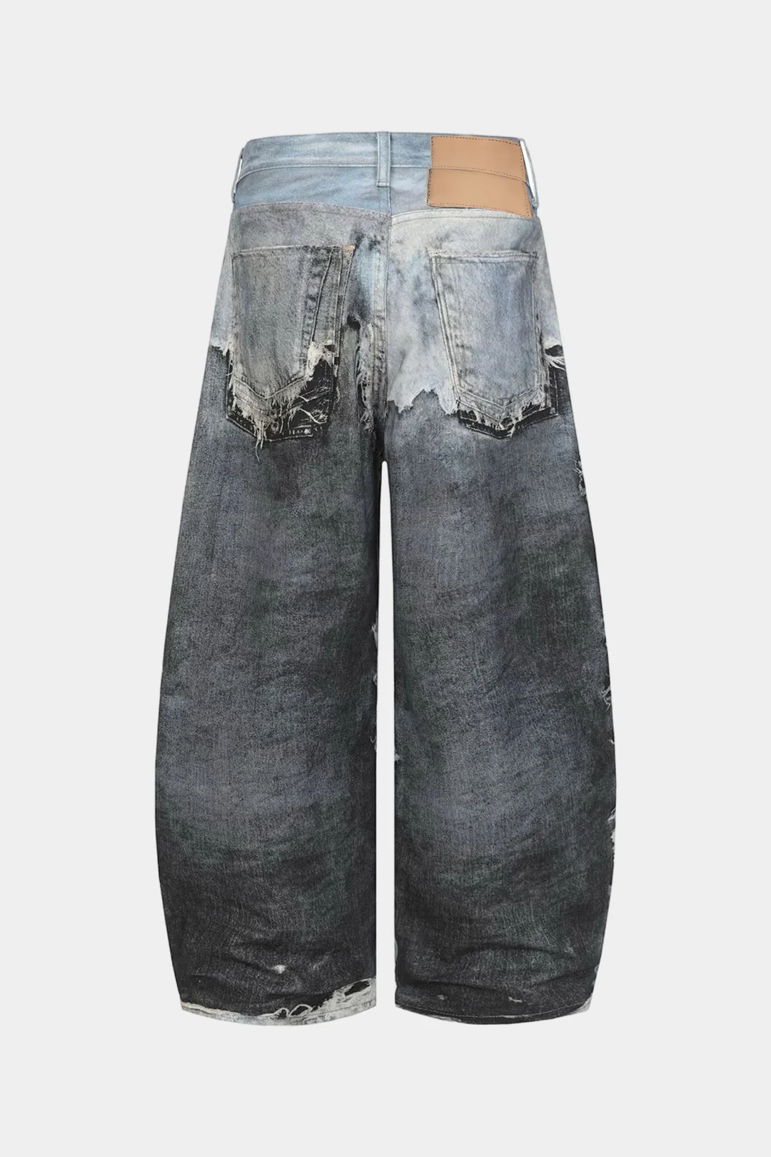 Plus Size Denim Print Button Wide Leg Pants - Image 2