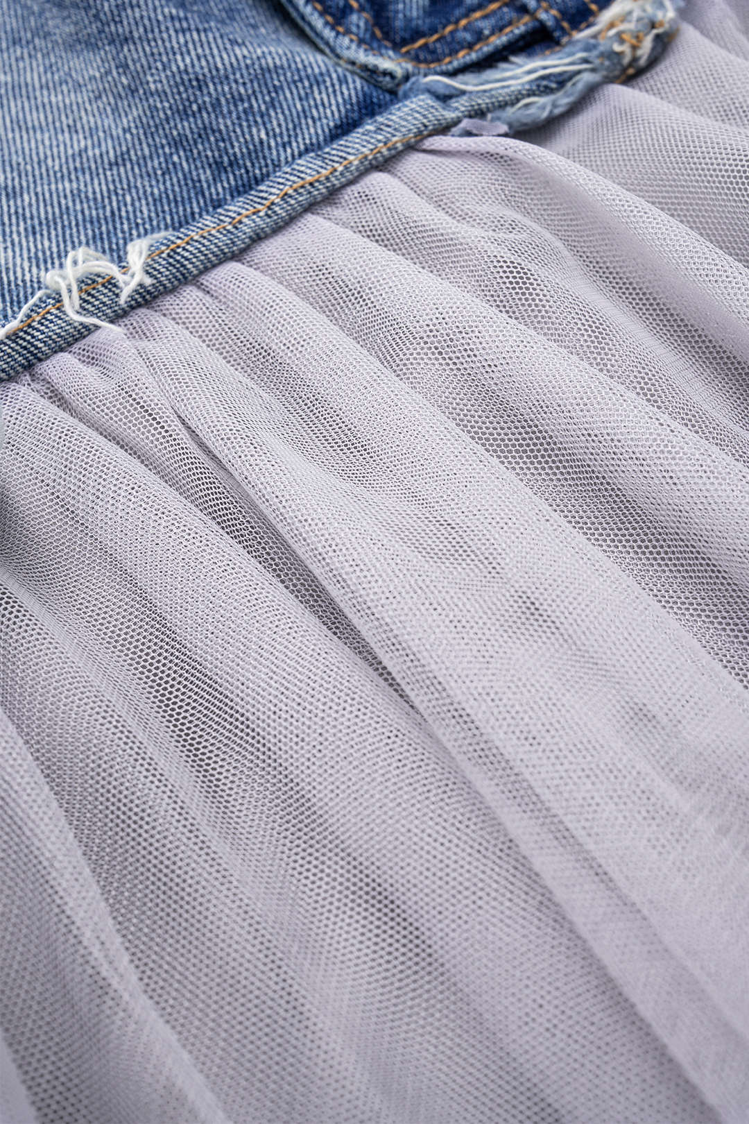 Plus Size Denim Mesh Patchwork High Waist Skirt - Image 3