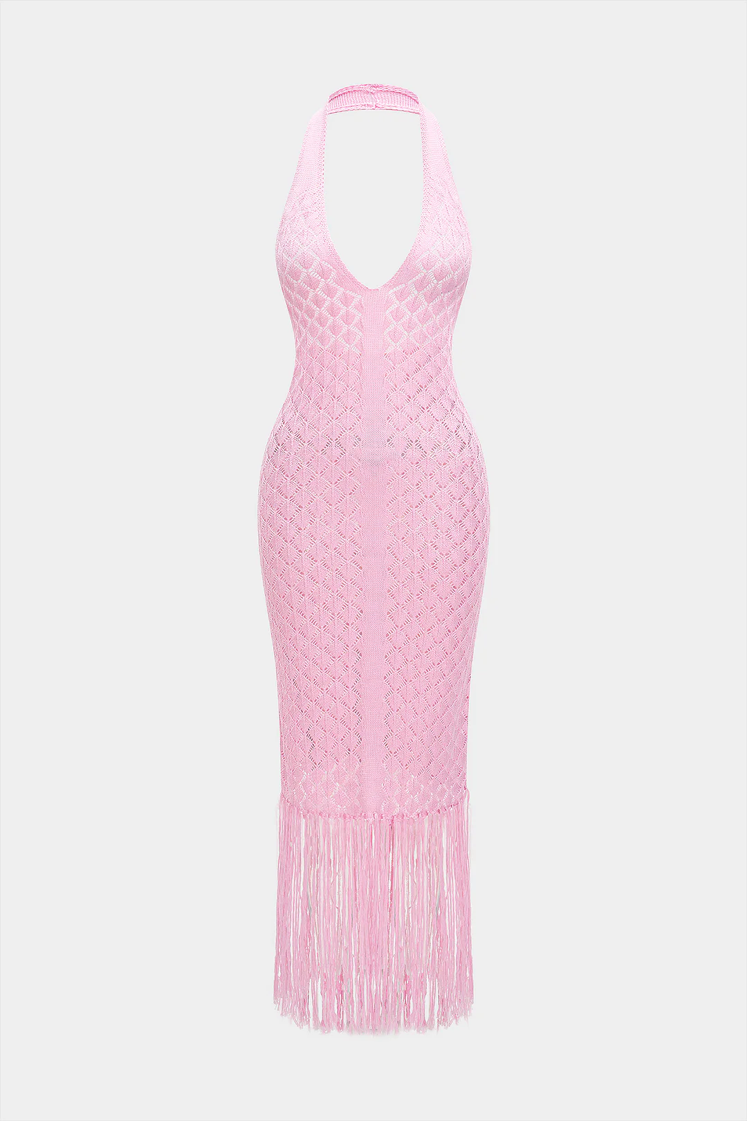Halter V-Neck Fringe Cover Up - Image 5