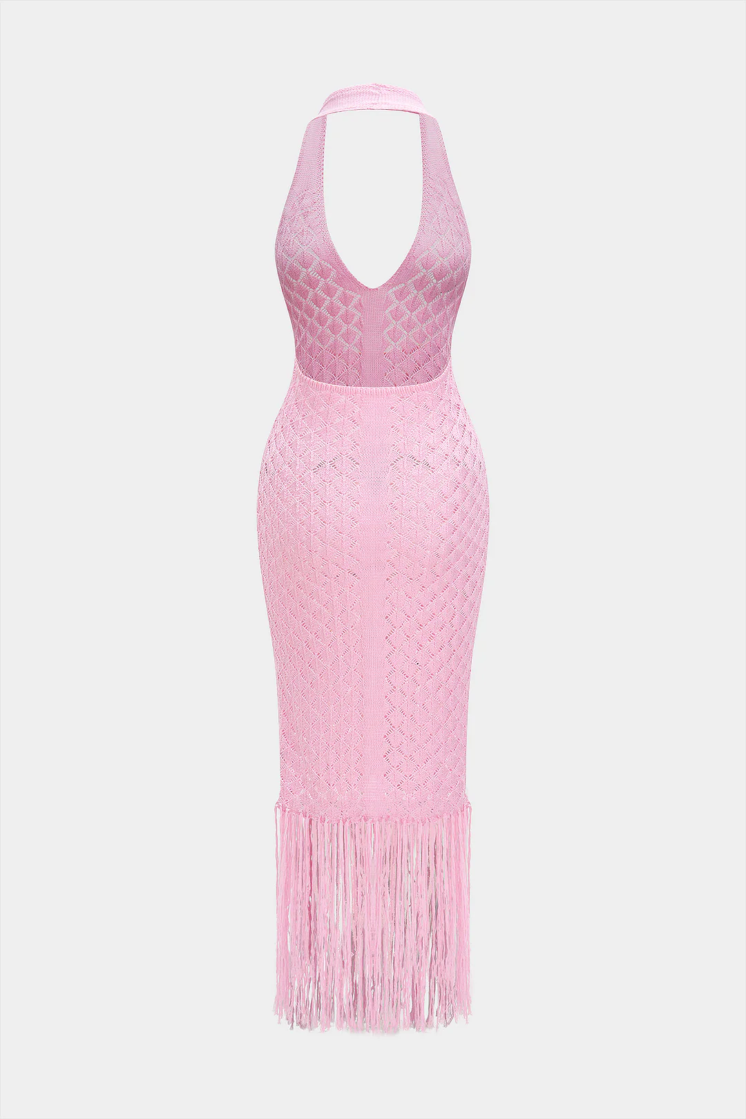 Halter V-Neck Fringe Cover Up - Image 6