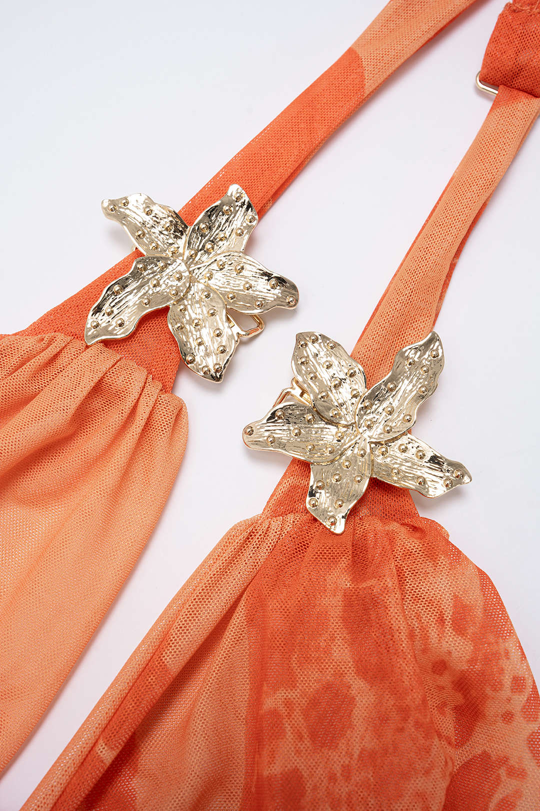 Floral Print Halter Draped Cowl Neck Slit Cover Up - Image 3