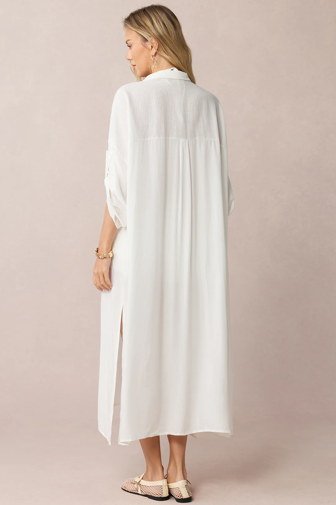 Lapel Button Long Sleeve Cover Up - Image 2