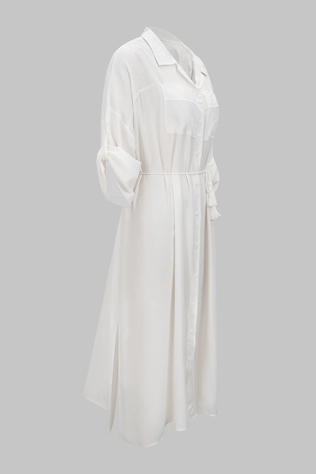 Lapel Button Long Sleeve Cover Up - Image 7