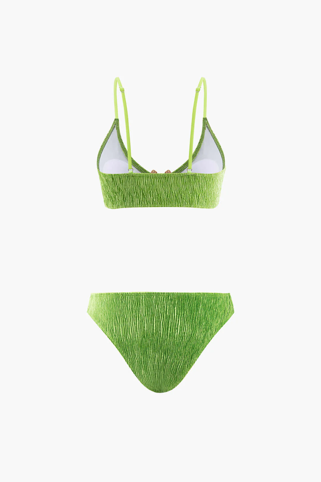 Velvet Textured U-ring Bikini And Sarong 3pc Set - Image 14