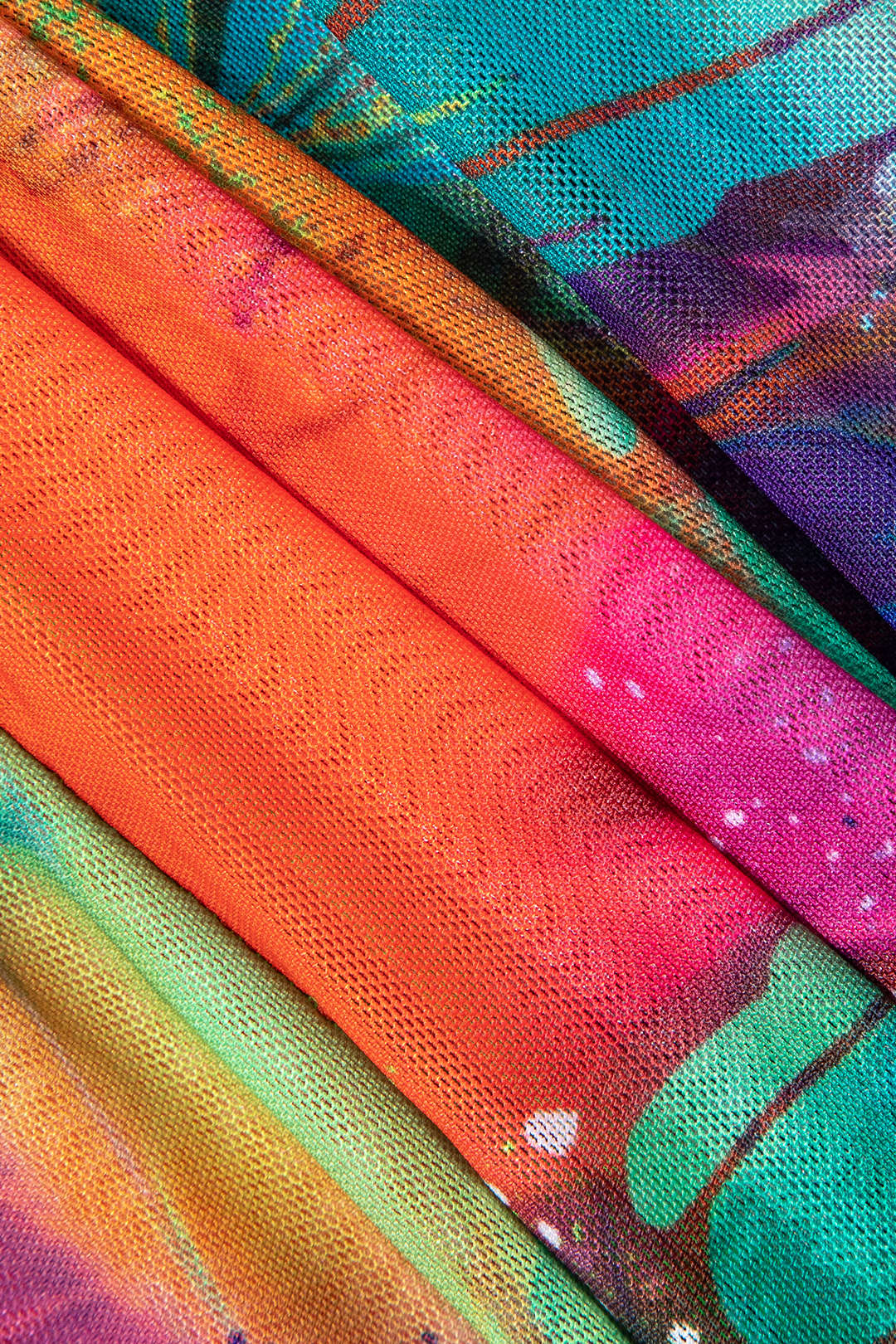 Tie Dye Print Tie-Up Mesh Bikini Set - Image 3