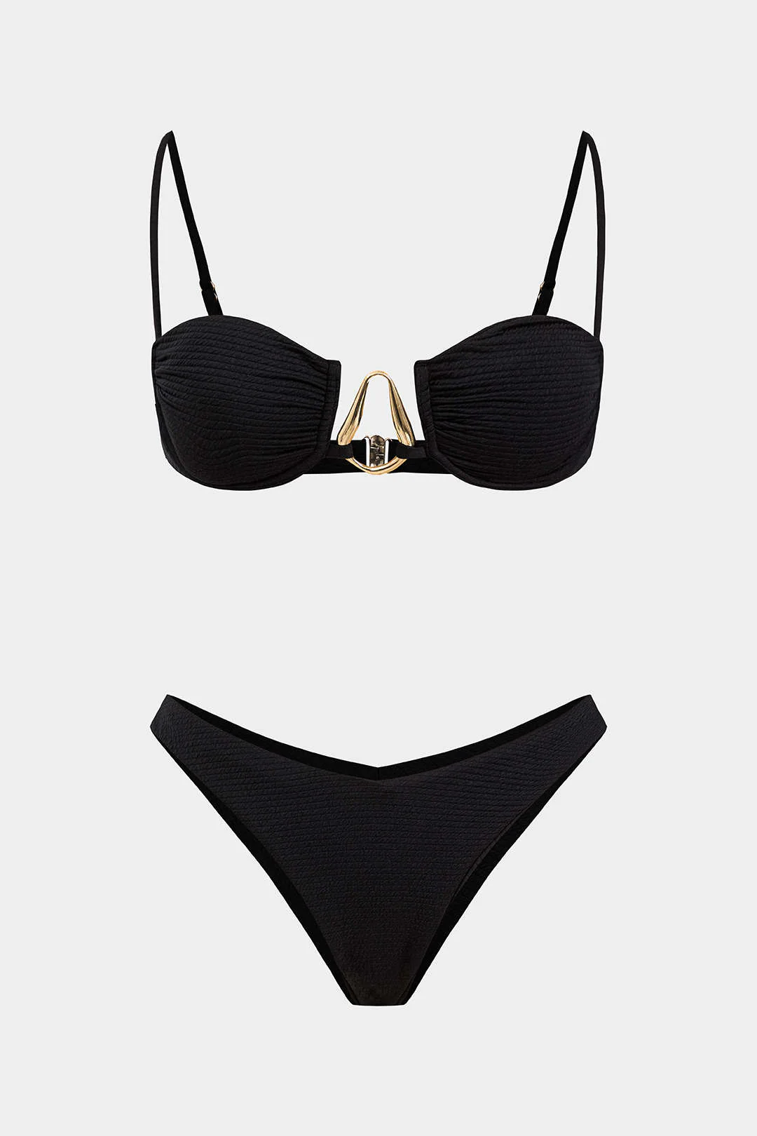 Chiffon Metallic Decor High-Waisted Bikini Set