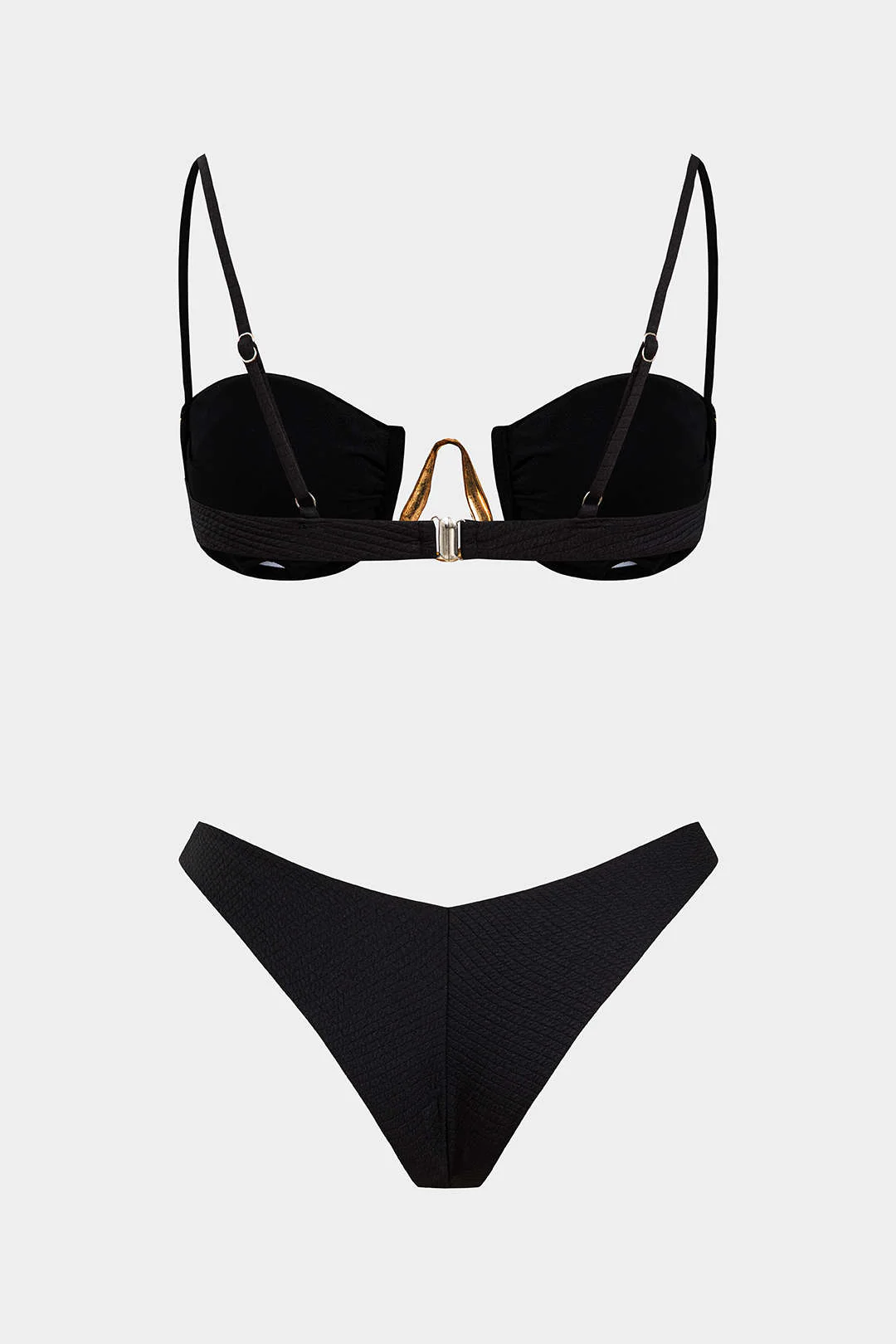 Chiffon Metallic Decor High-Waisted Bikini Set - Image 2
