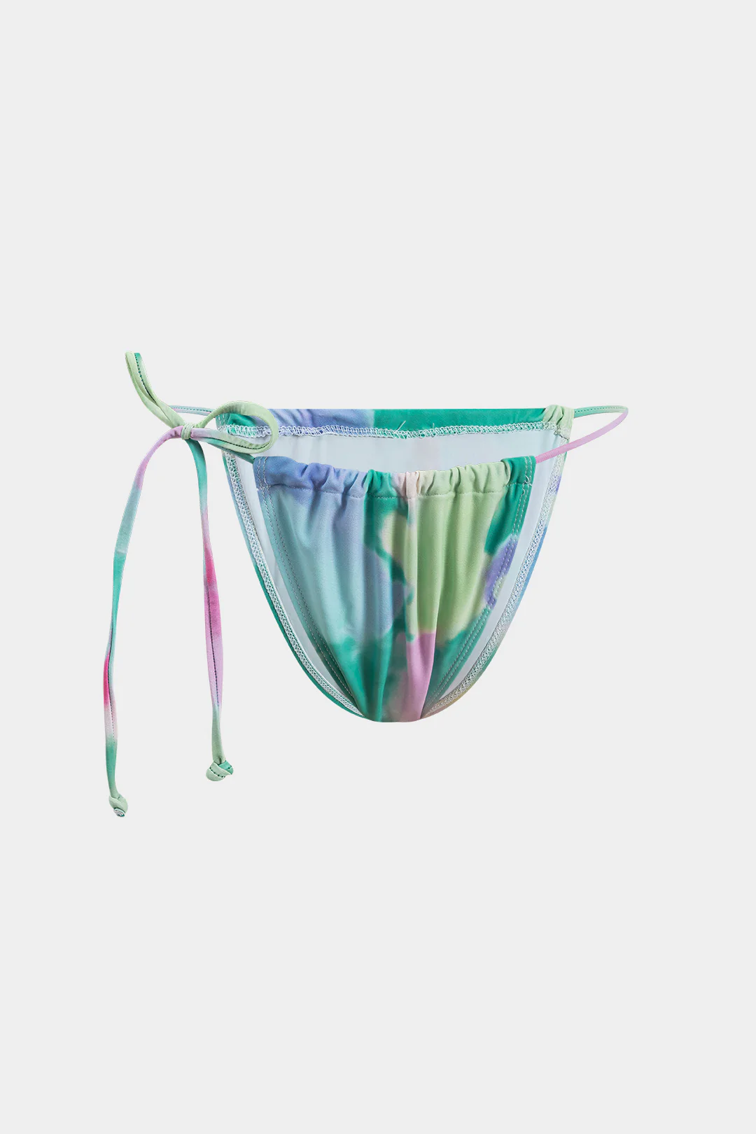 Abstract Print Ruched Tie Up Bikini And Tie Knot Cover Up Set - Image 4