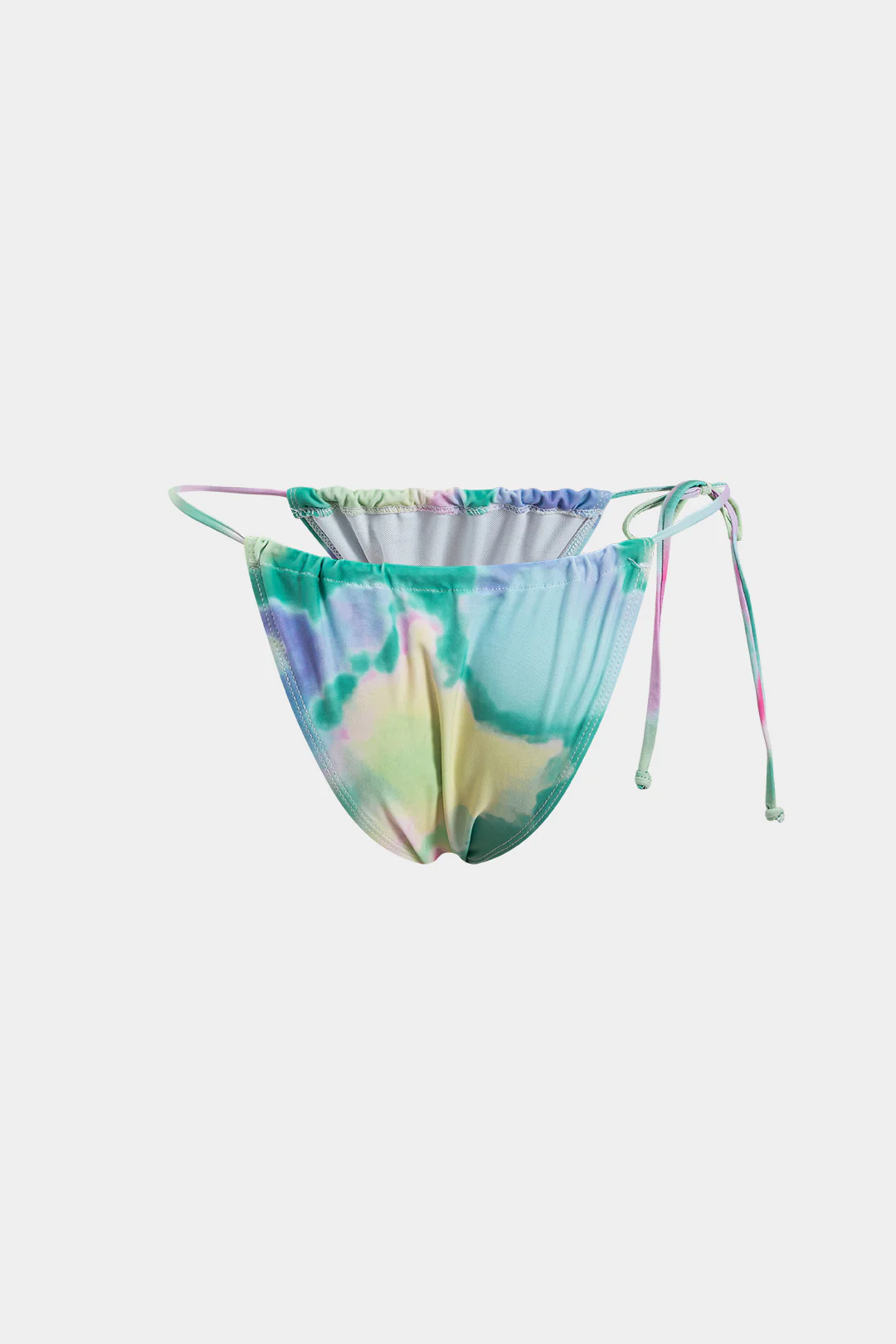 Abstract Print Ruched Tie Up Bikini And Tie Knot Cover Up Set - Image 5