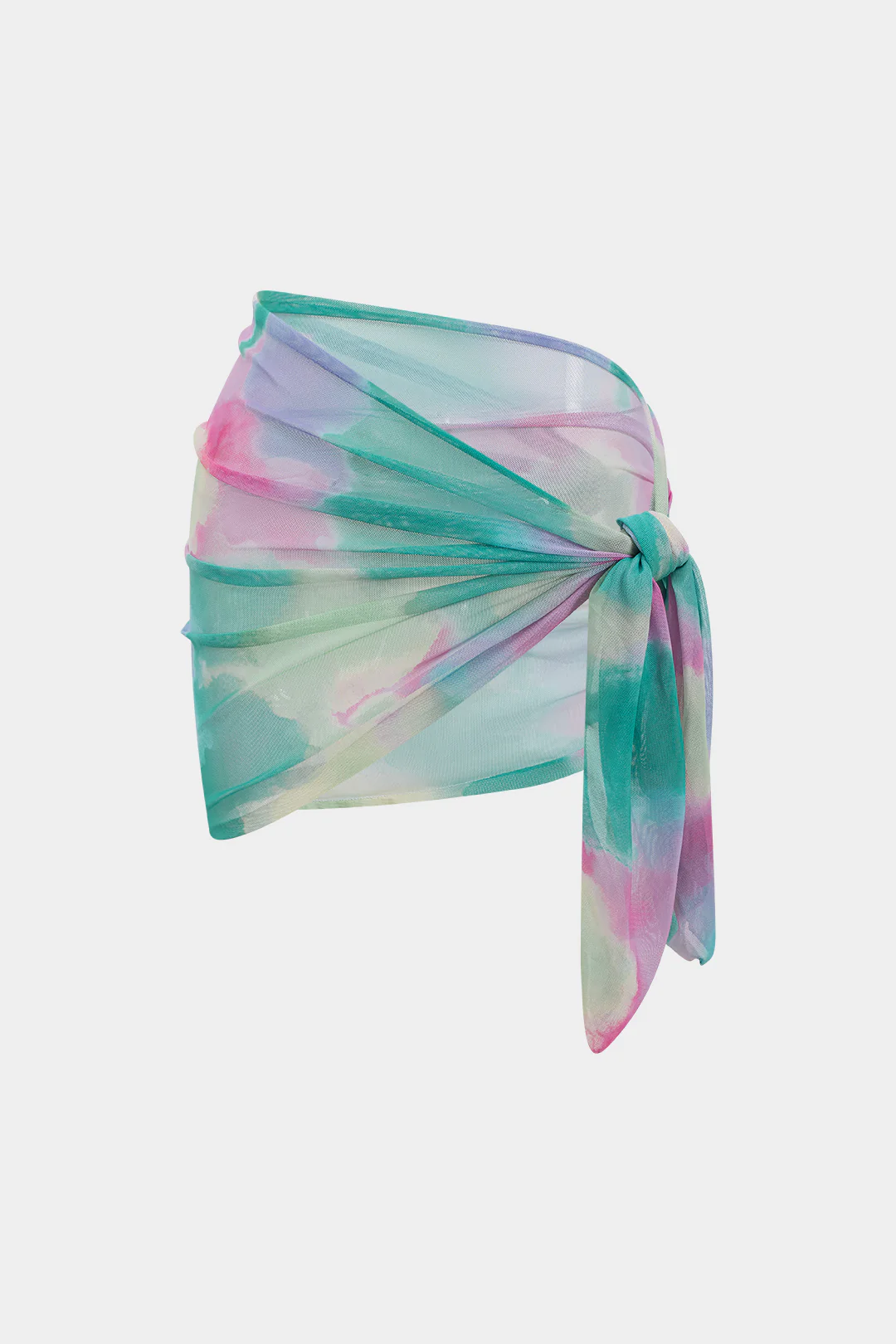 Abstract Print Ruched Tie Up Bikini And Tie Knot Cover Up Set - Image 6