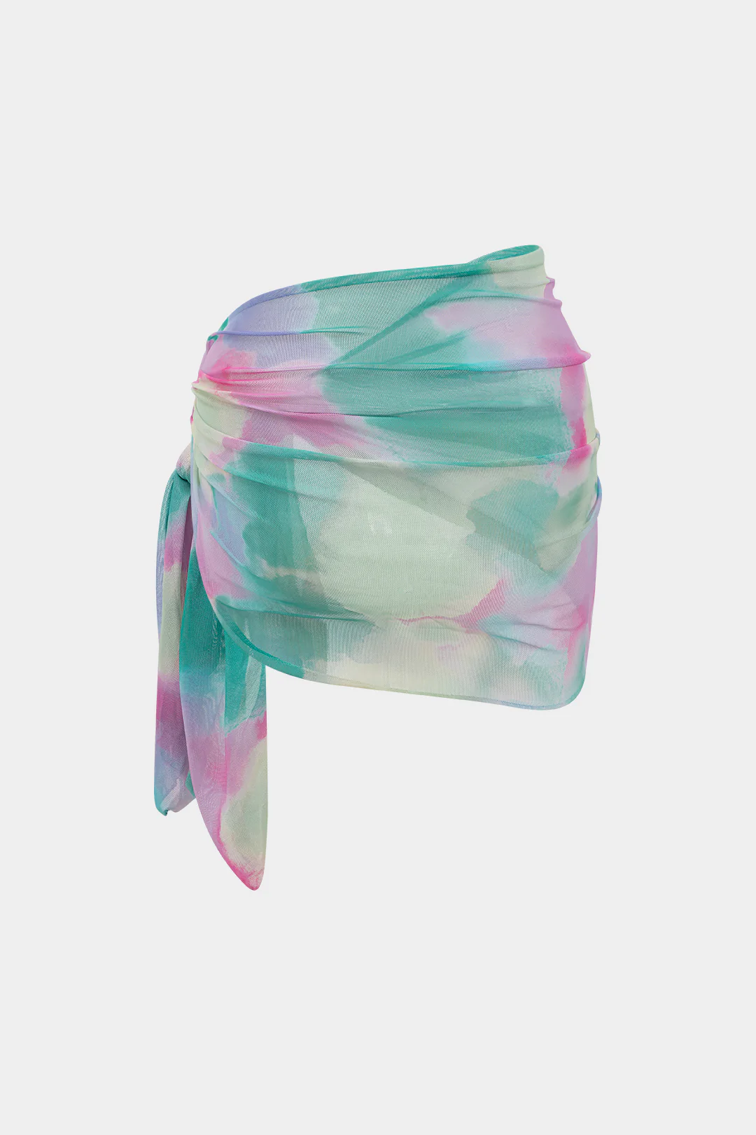 Abstract Print Ruched Tie Up Bikini And Tie Knot Cover Up Set - Image 7