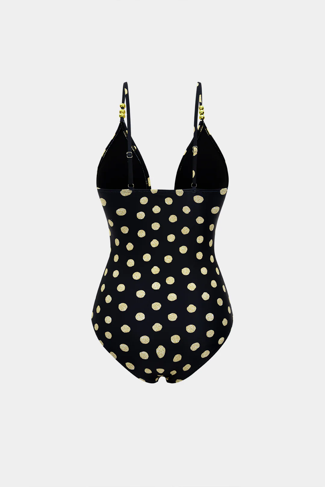 Polka Dots Print Metallic Ruched Tie-Up Swimsuit - Image 2