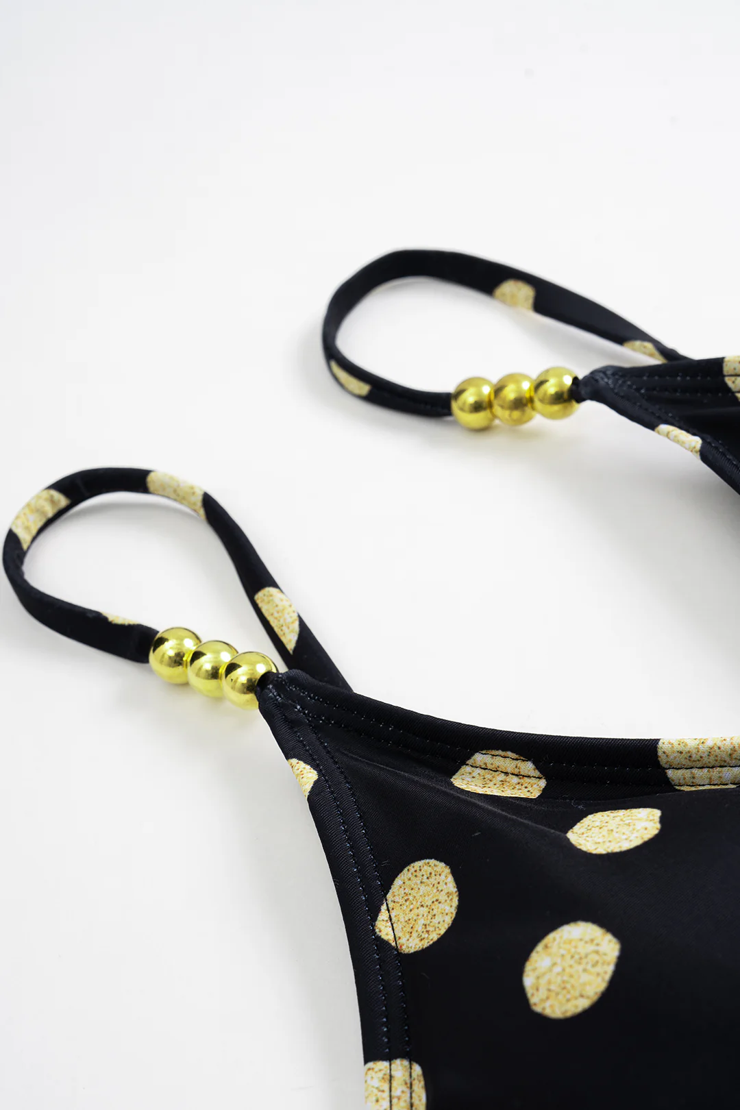 Polka Dots Print Metallic Ruched Tie-Up Swimsuit - Image 3