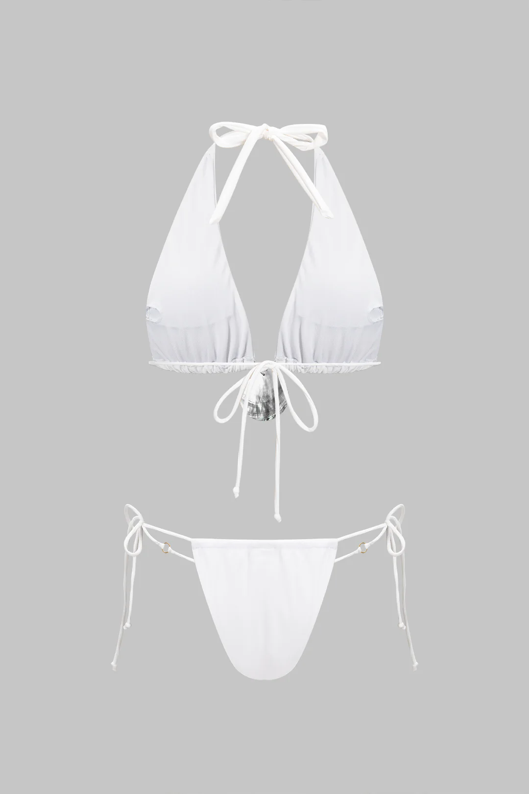 Shell Decor Halter Neck Tie Up Bikini Set - Image 2