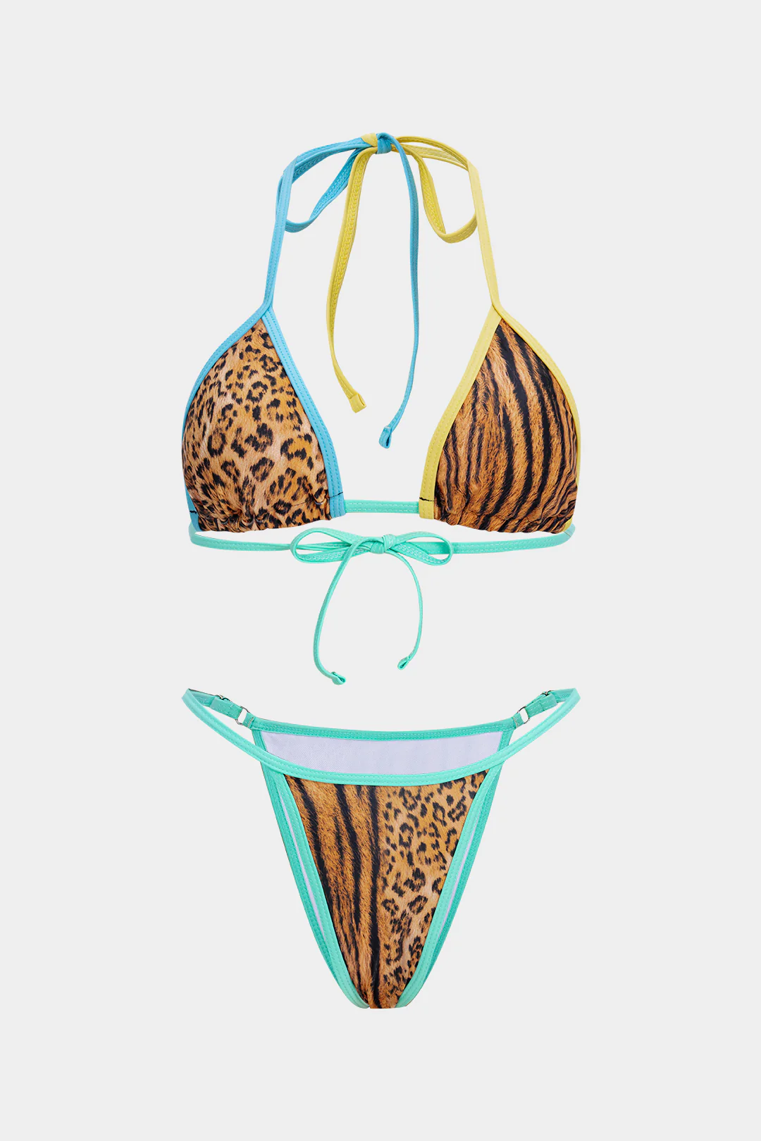 Leopard Print Leopard Tie-Up Split Bikini Set