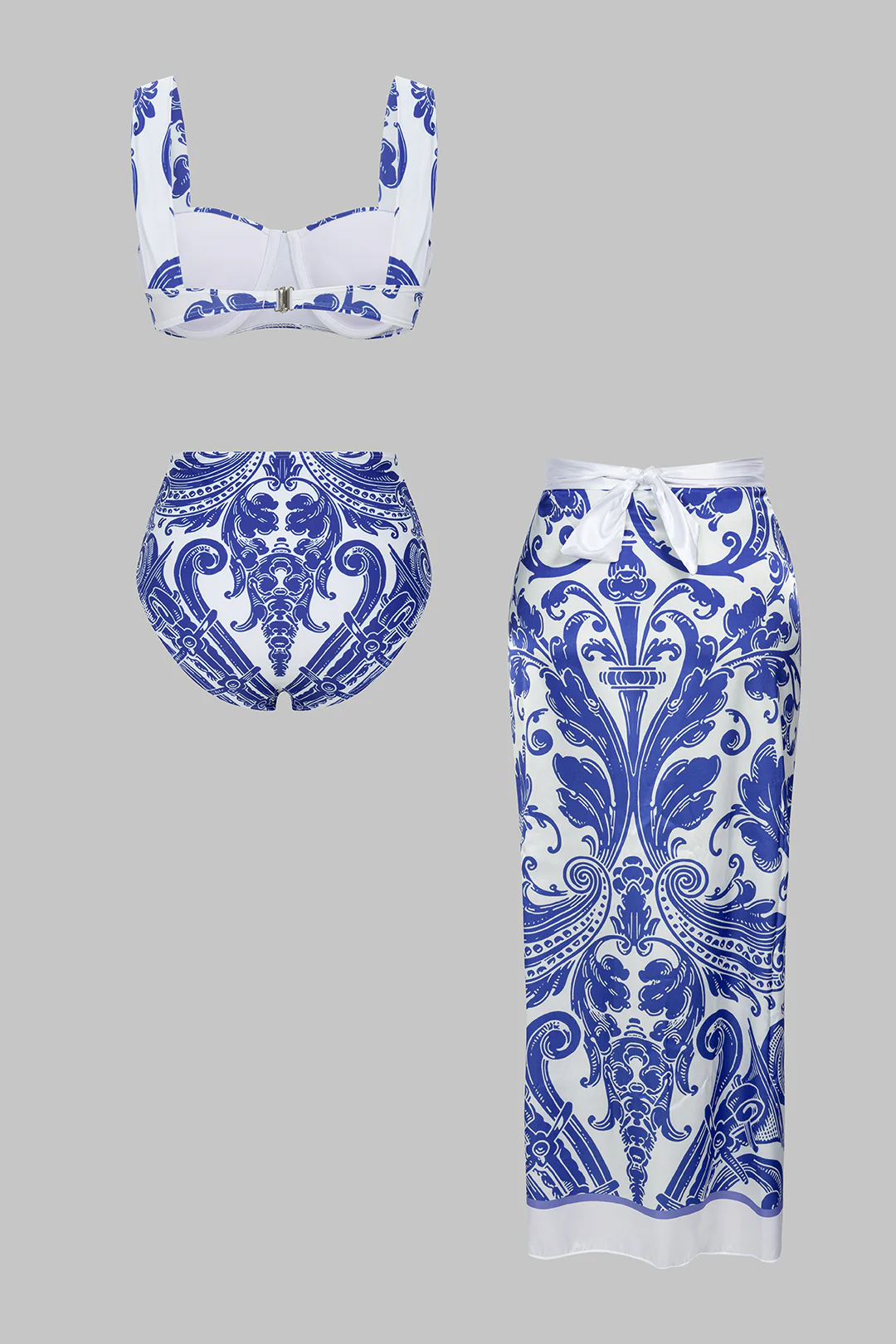 Retro Print Tie-Up Bikini Set - Image 2