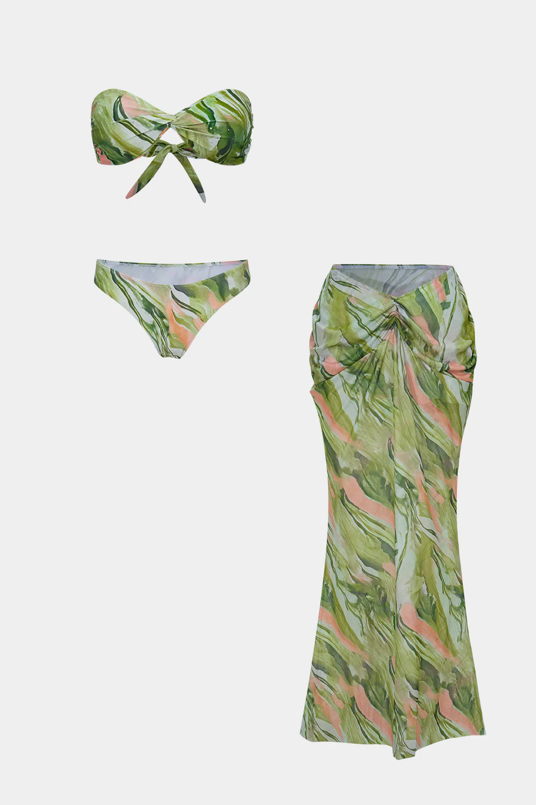Floral Print Tie-Up Wrap Bikini Set