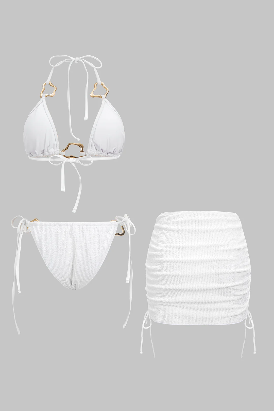 Textured Irregular Metallic Halter Tie-Up Bikini Set - Image 6