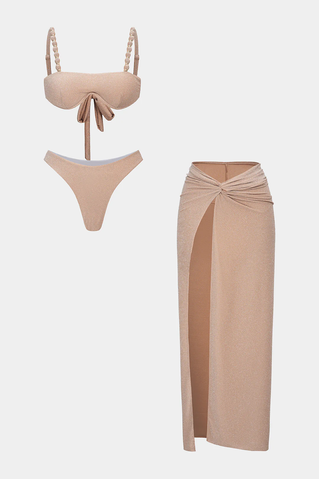 Twist Knot Ruched Slit Bikini Set - Image 6