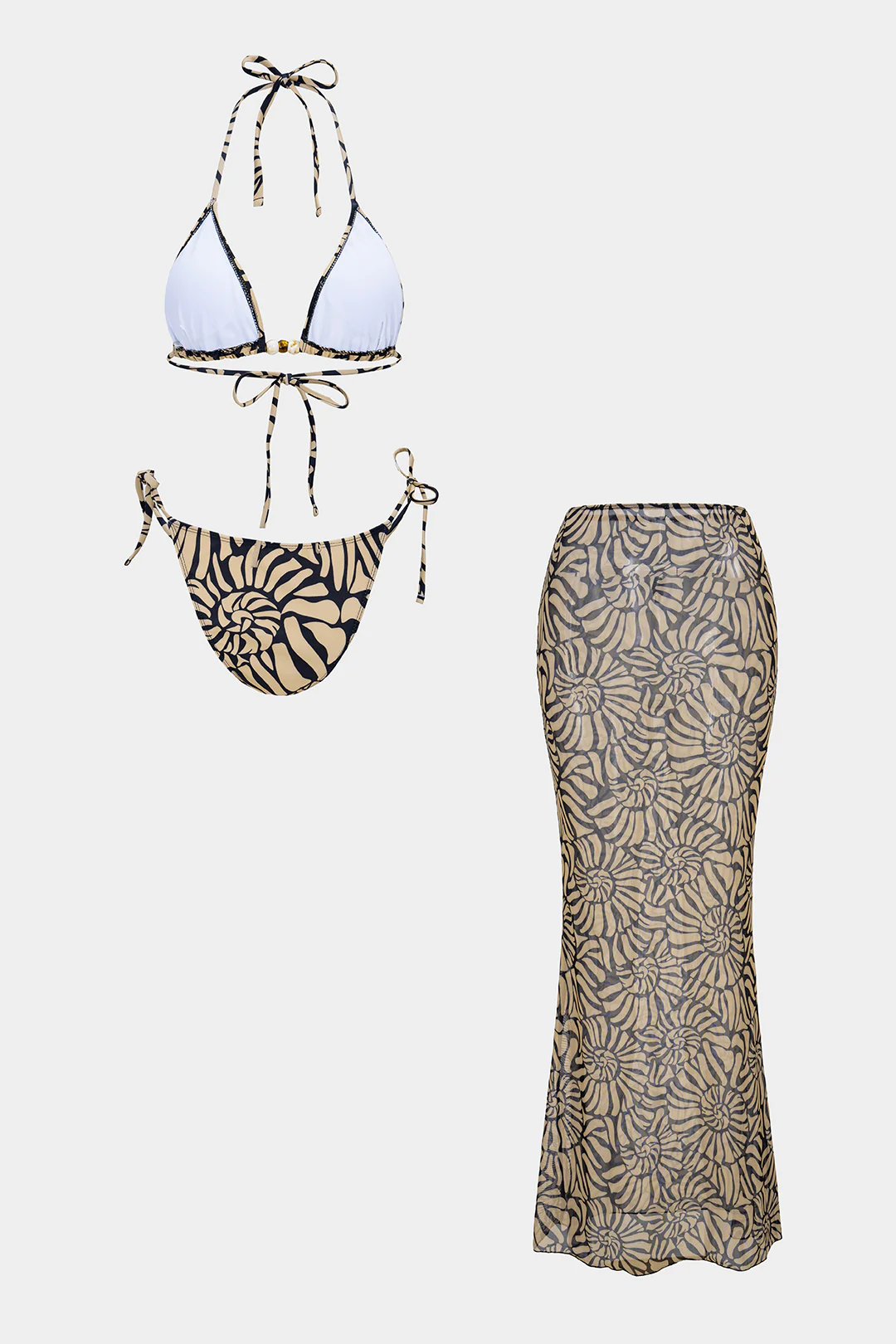 Contrast Print Tie-Up Bikini Set - Image 2